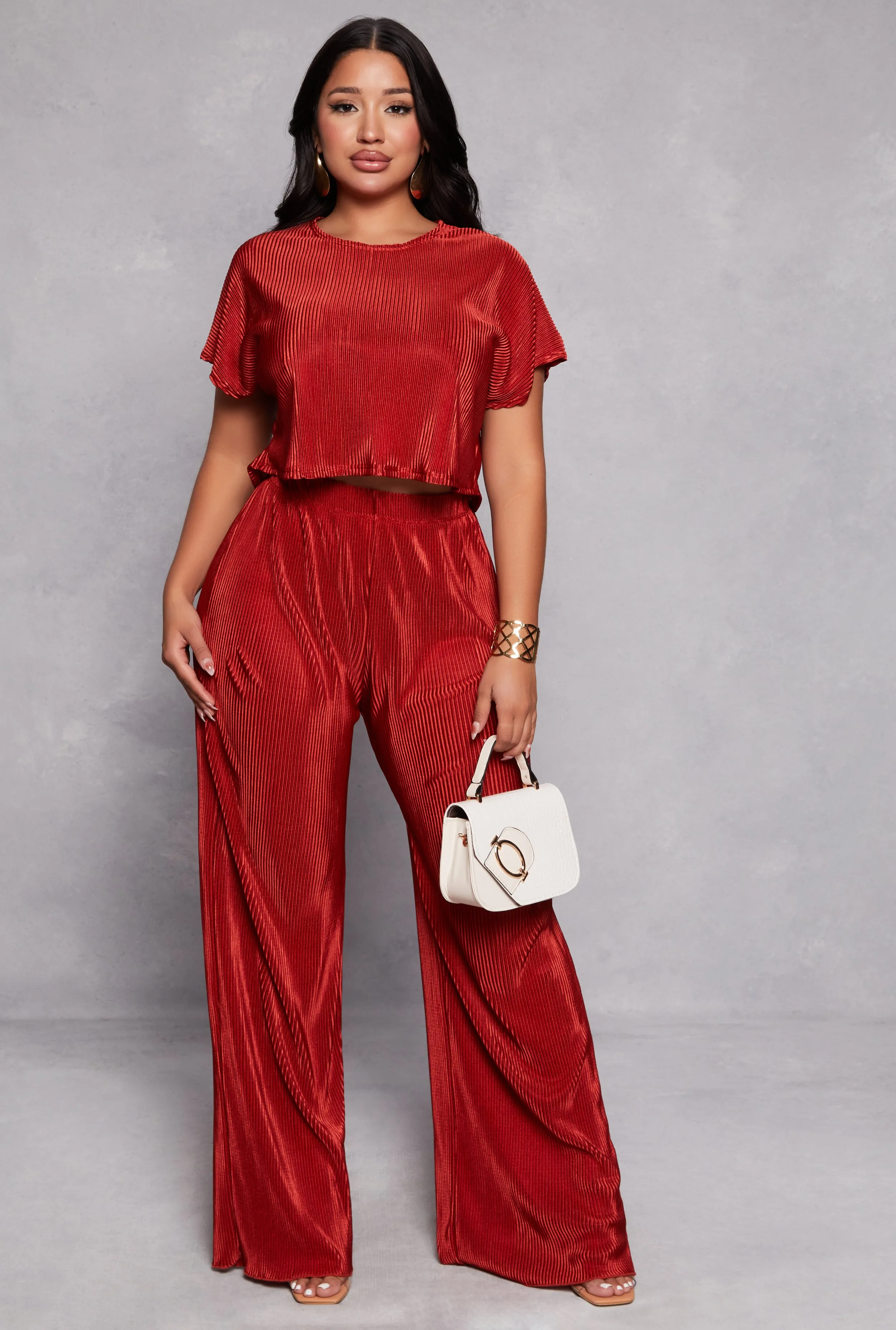 Plisse Crew Neck Crop Top sold by Rainbow product image thumbnail 2