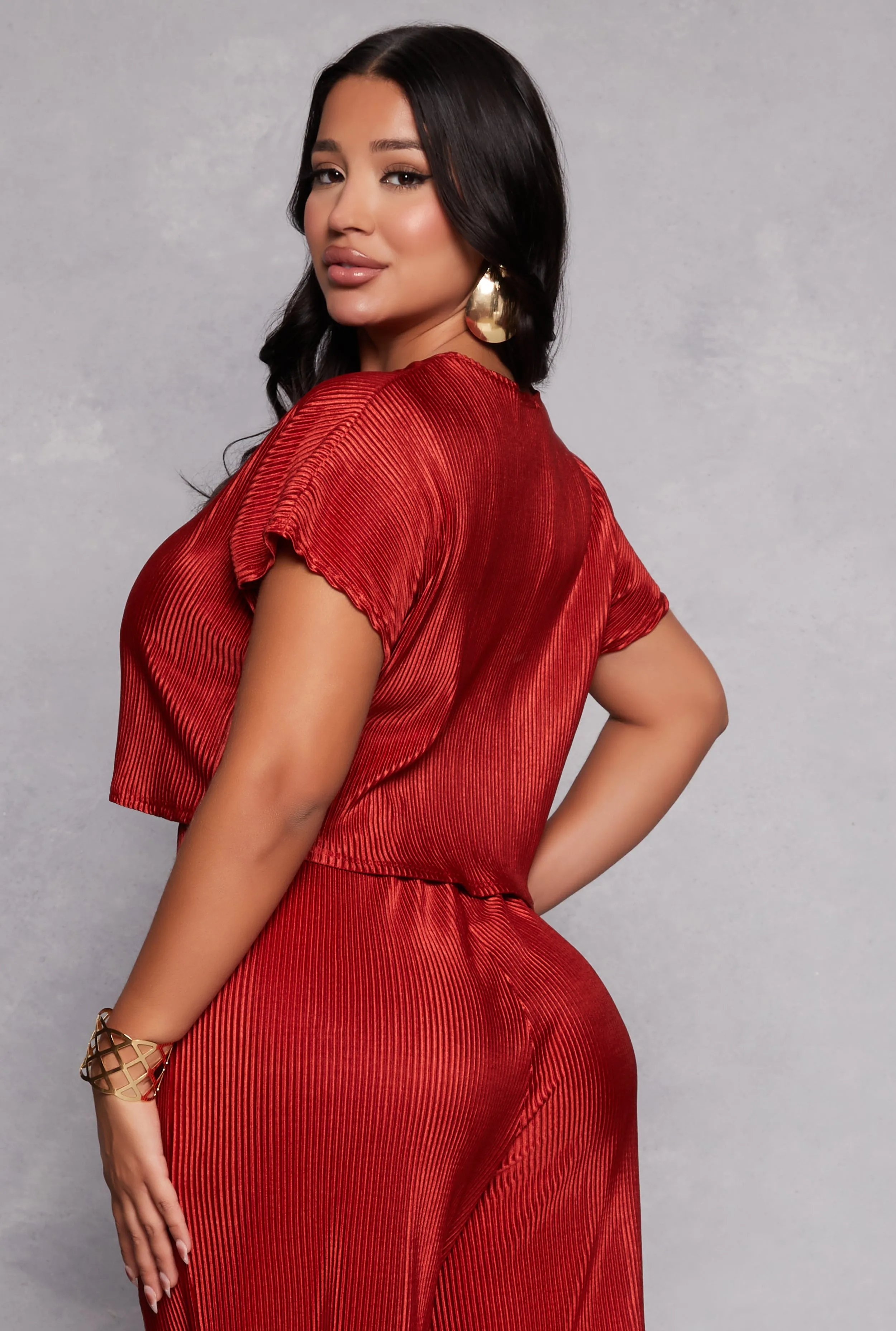 Plisse Crew Neck Crop Top sold by Rainbow product image thumbnail 3