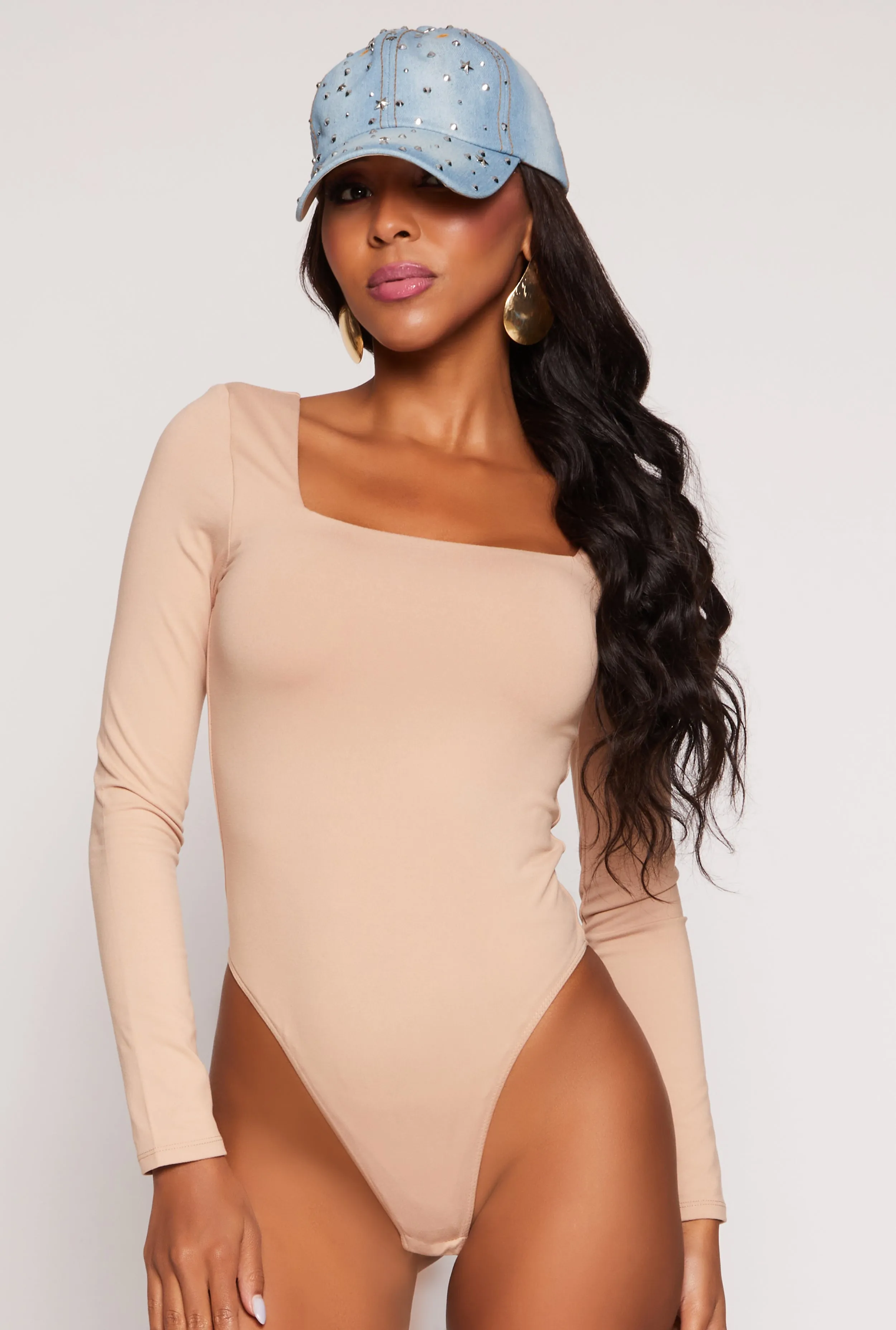 Basic Square Neck Long Sleeve Bodysuit sold by Rainbow
