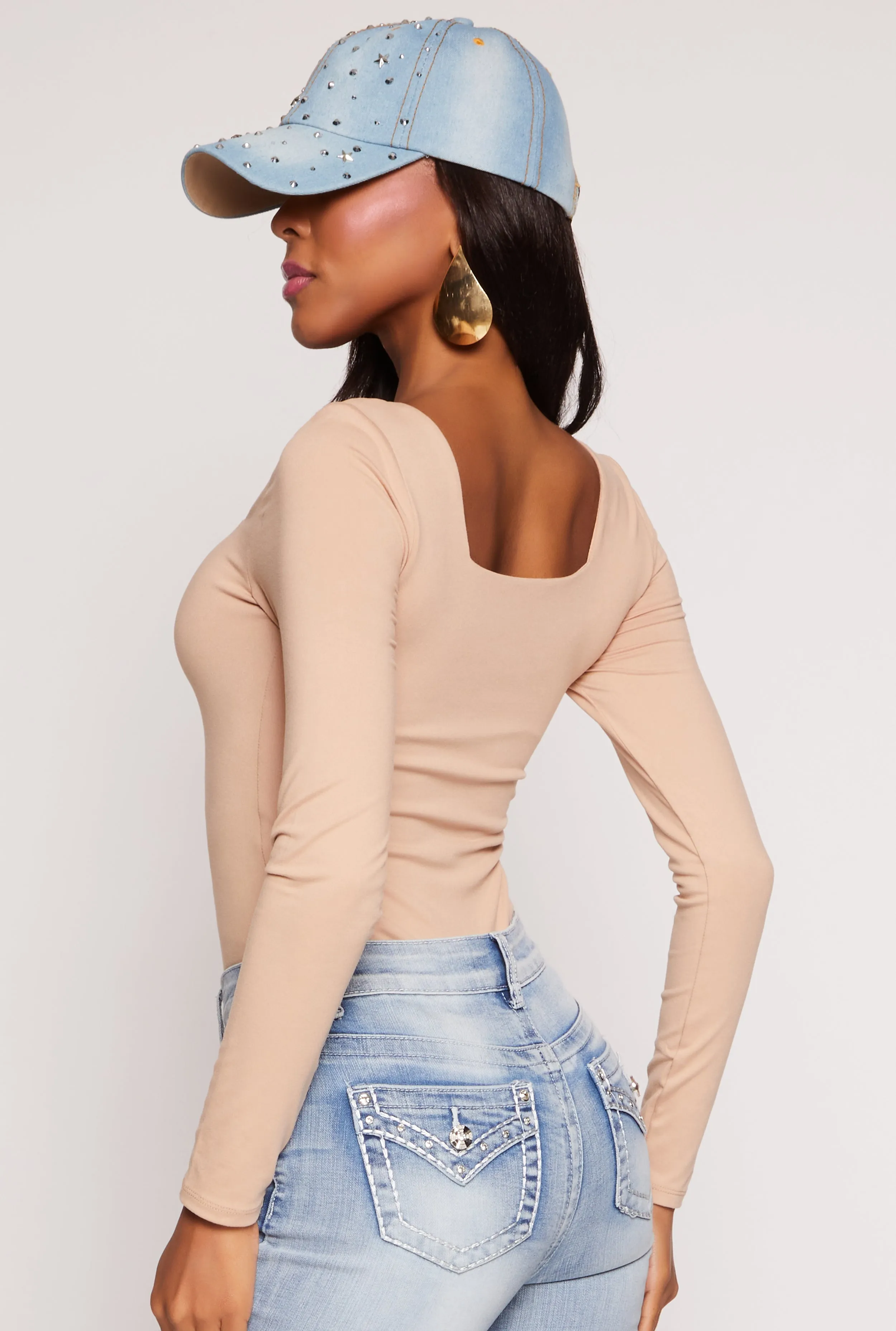 Basic Square Neck Long Sleeve Bodysuit sold by Rainbow product image thumbnail 3