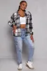 Plus Size Plaid Flap Detail Flannel Shacket sold by Rainbow