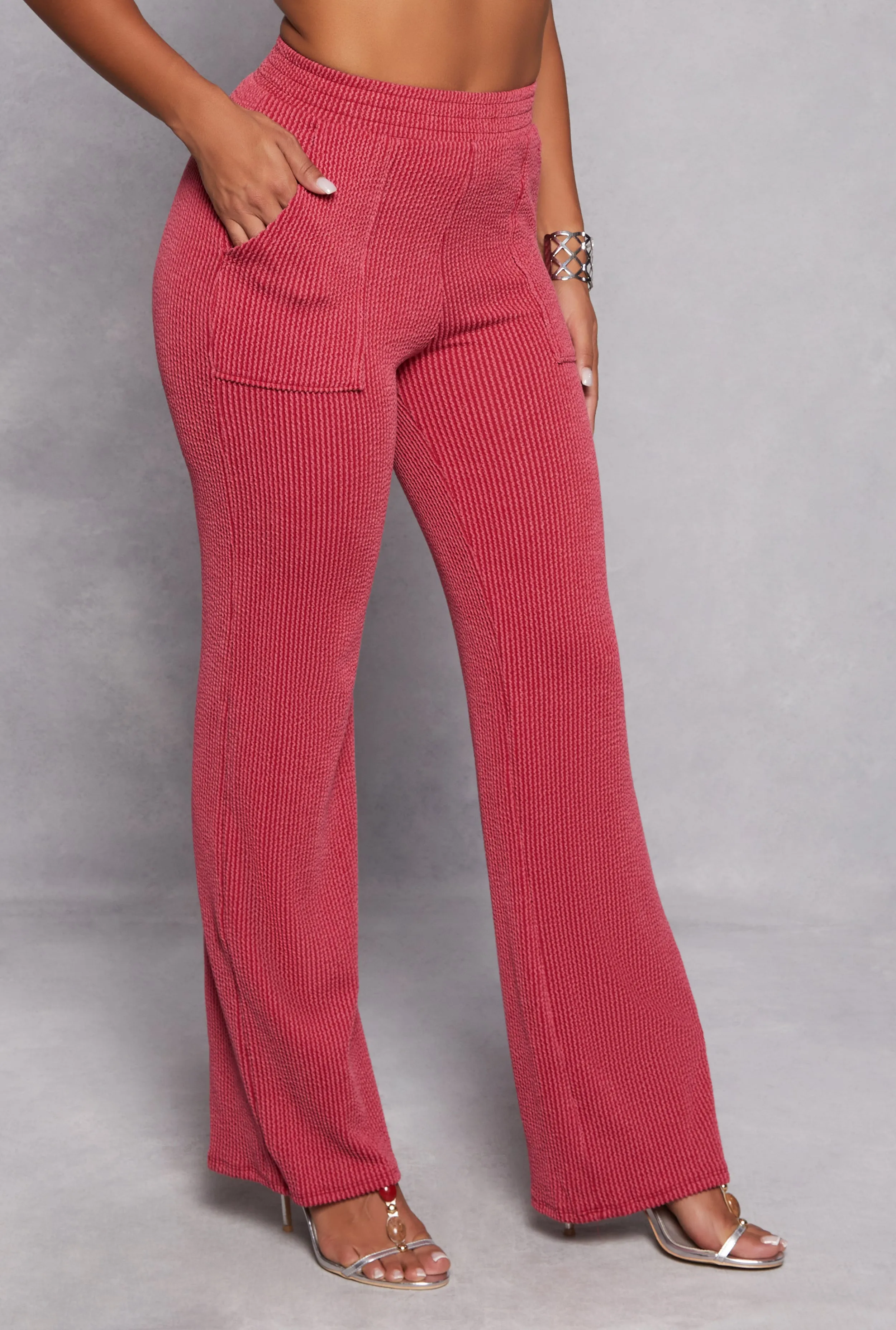 Ribbed Wide Leg Cargo Pocket Pants sold by Rainbow product image thumbnail 2