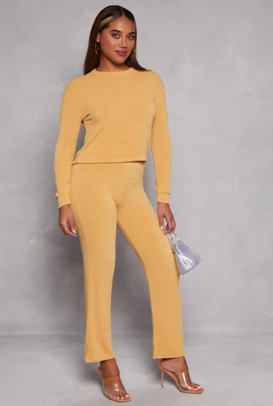 French Terry High Waist Straight Leg Pants sold by Rainbow