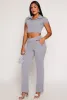 Ribbed Wide Leg Cargo Pocket Pants sold by Rainbow