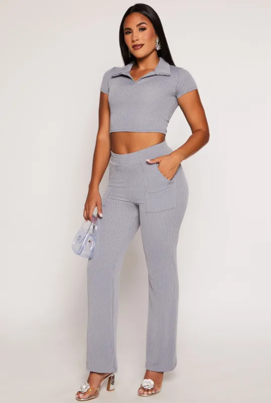 Ribbed Wide Leg Cargo Pocket Pants sold by Rainbow
