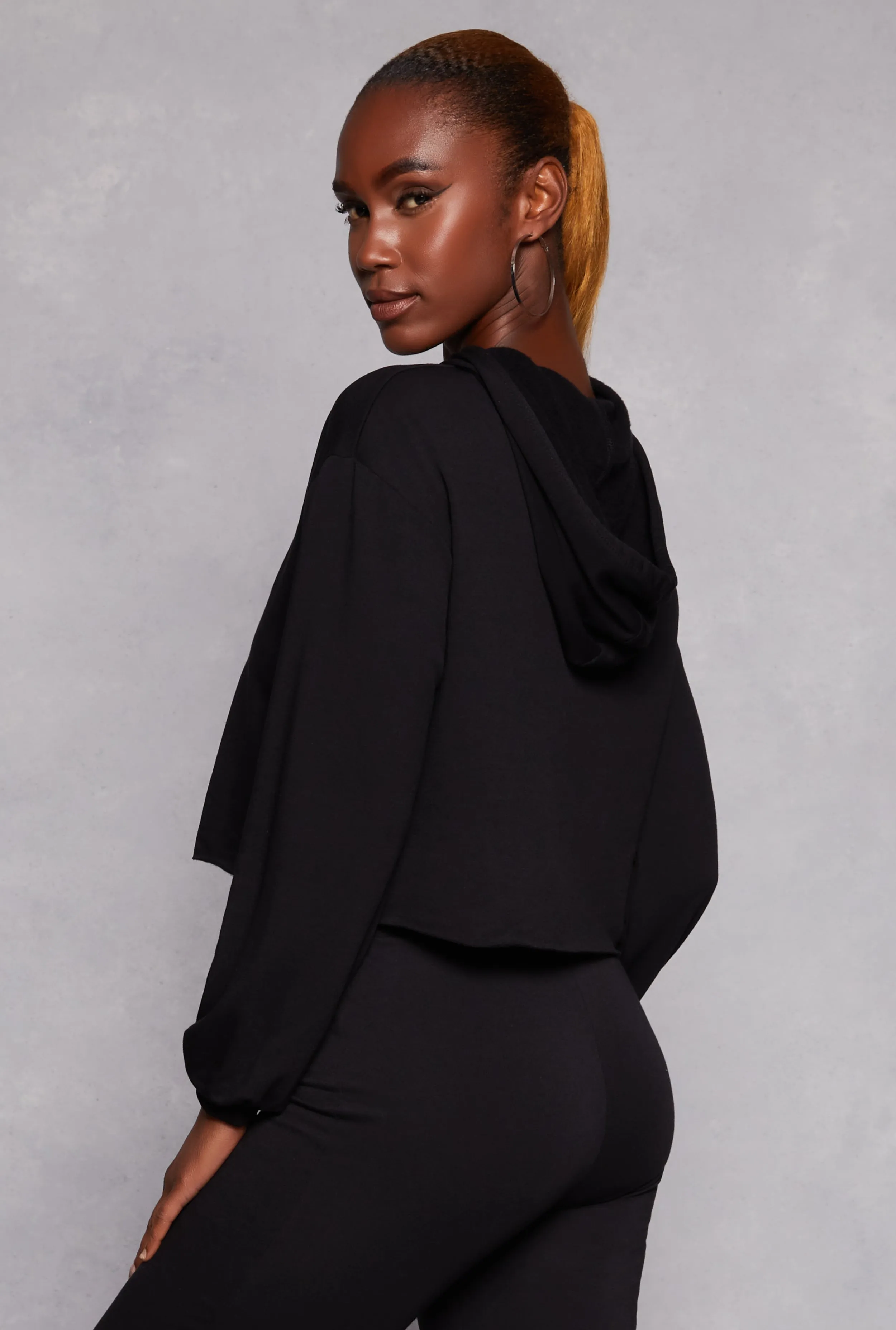 French Terry Cropped Pullover Hoodie sold by Rainbow product image thumbnail 3