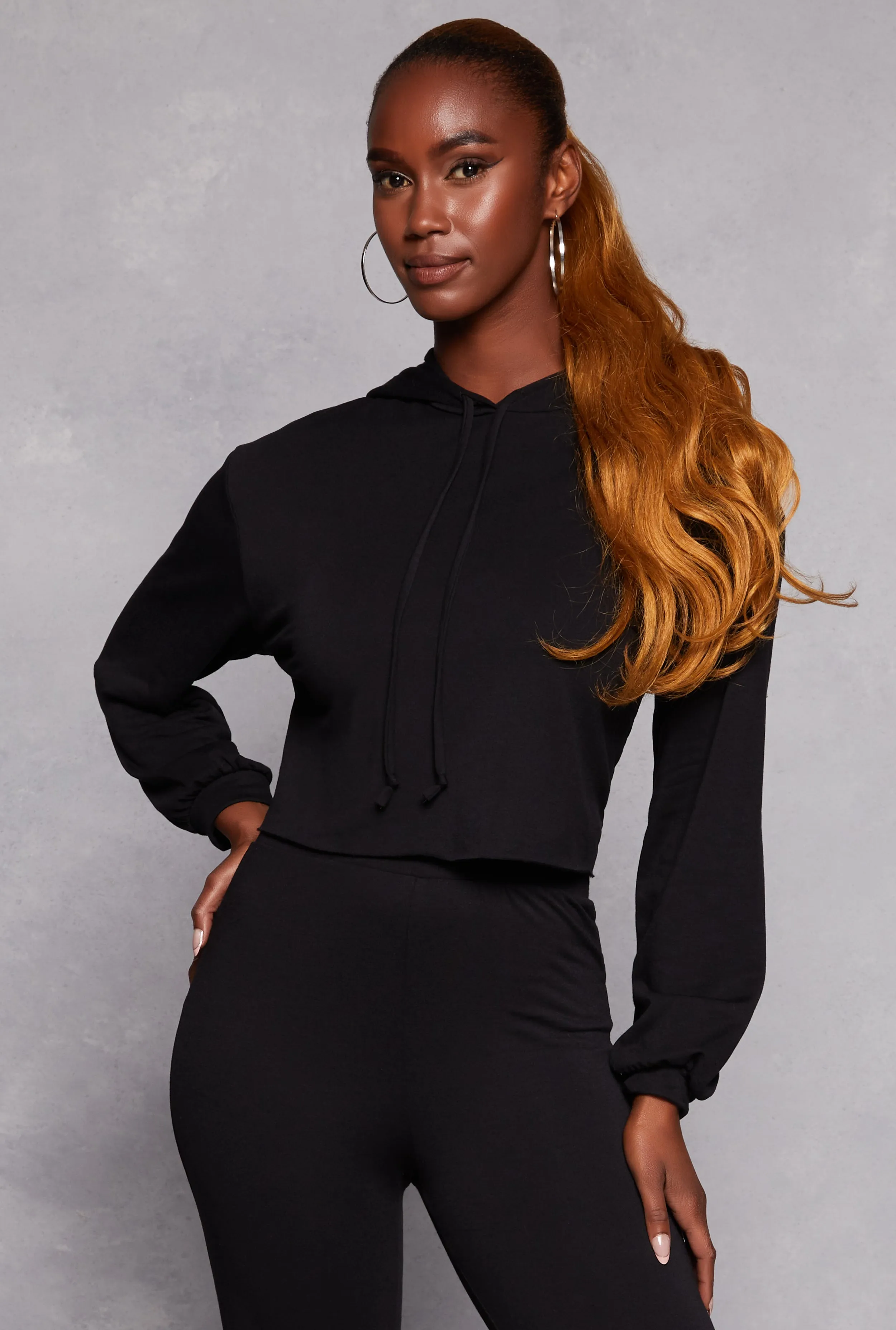 French Terry Cropped Pullover Hoodie sold by Rainbow