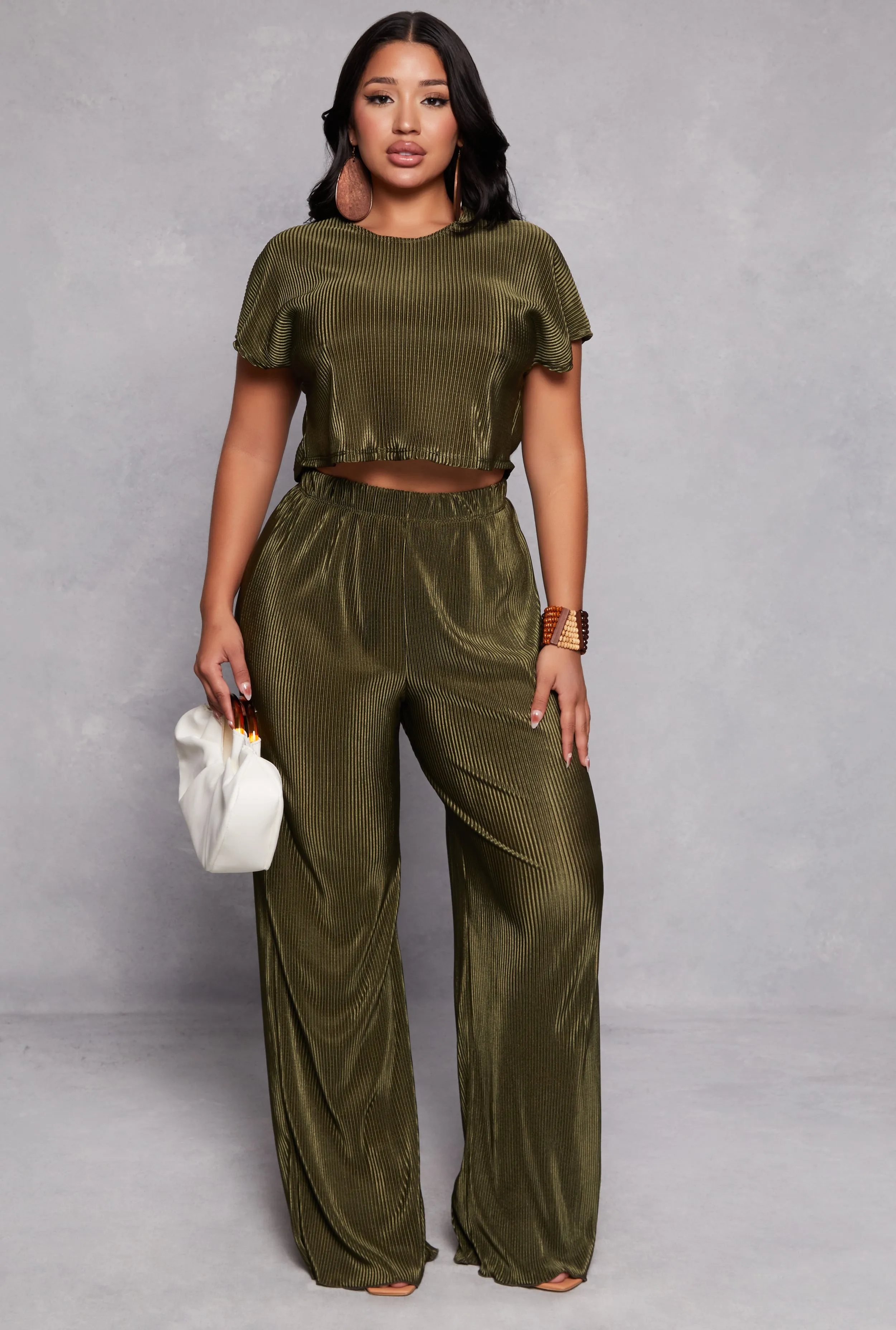 Plisse Crew Neck Crop Top sold by Rainbow product image thumbnail 2