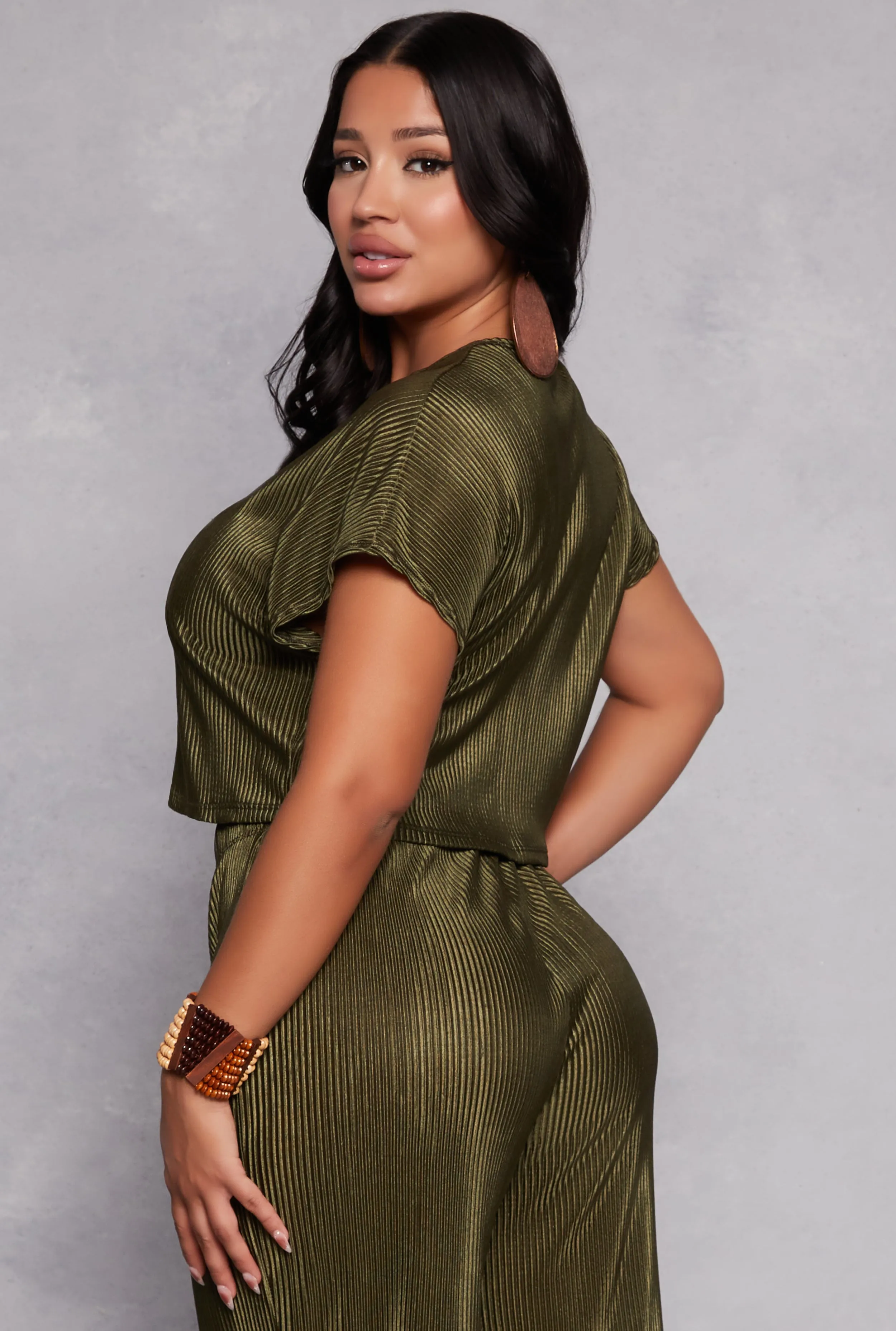 Plisse Crew Neck Crop Top sold by Rainbow product image thumbnail 3