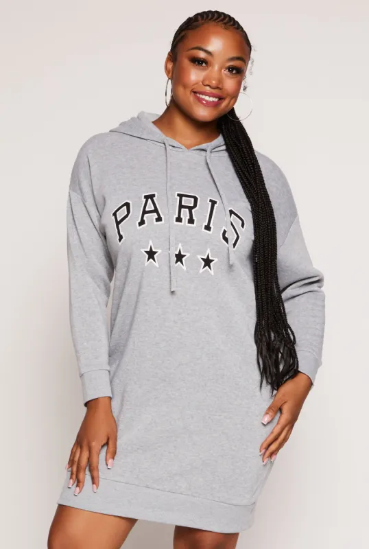 Plus Size Paris Graphic Hoodie Dress sold by Rainbow