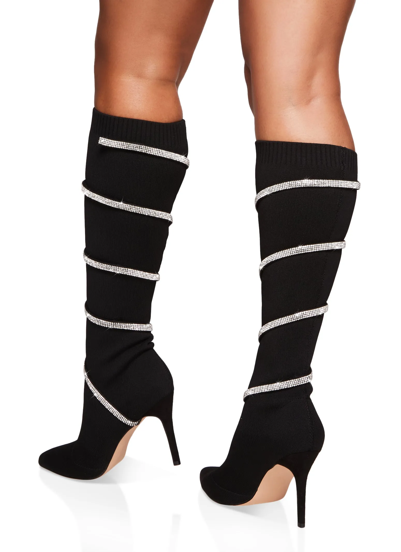 Pointed Toe Rhinestone Wrap Around Sock Boots sold by Rainbow product image thumbnail 3