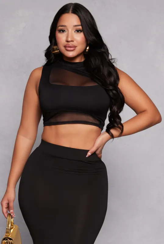 Lined Mesh Cut Out Crop Top sold by Rainbow