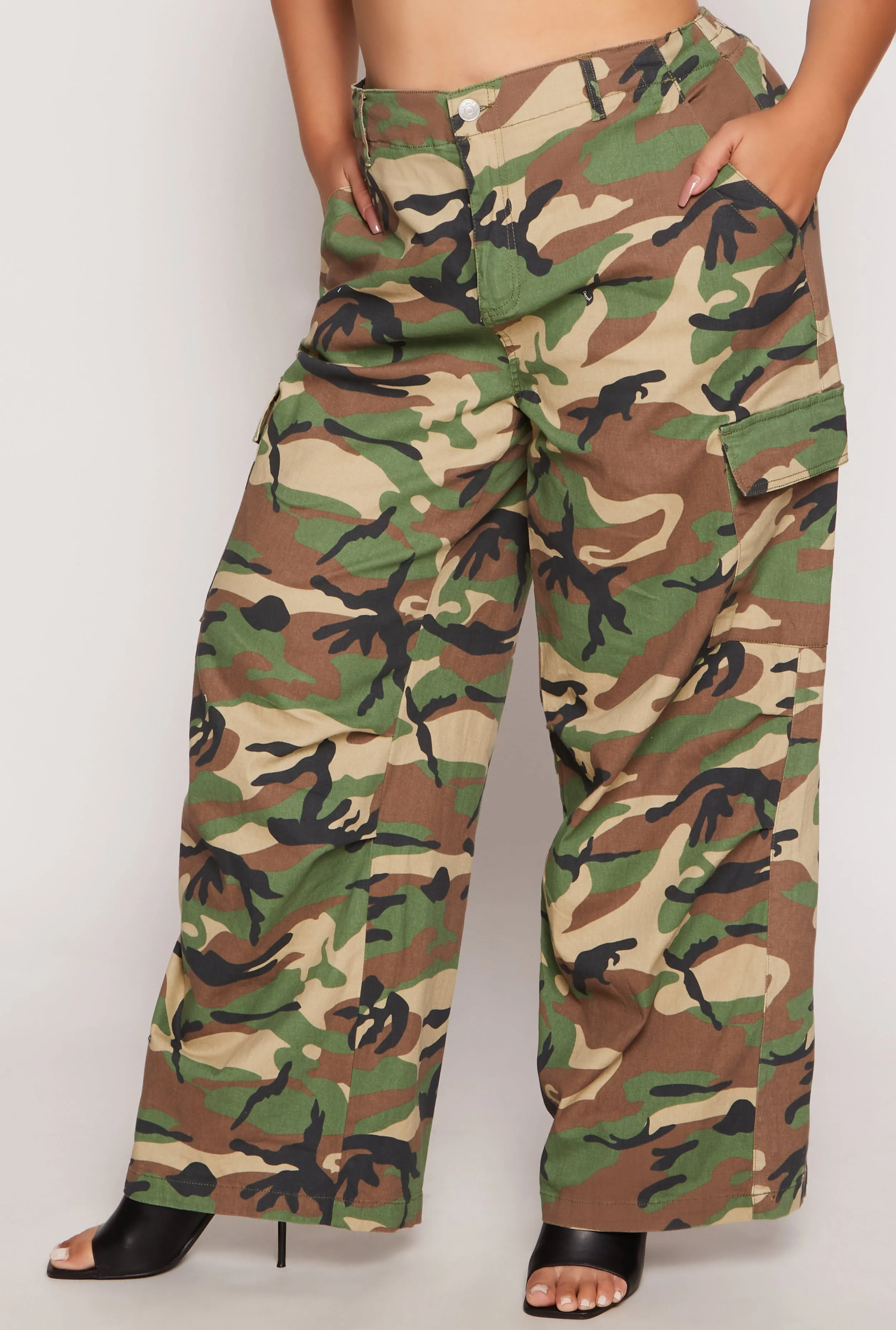 Plus Size Camo Wide Leg Cargo Pants sold by Rainbow product image thumbnail 2