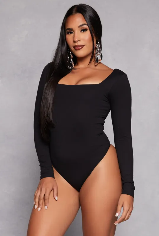 Basic Square Neck Long Sleeve Bodysuit sold by Rainbow