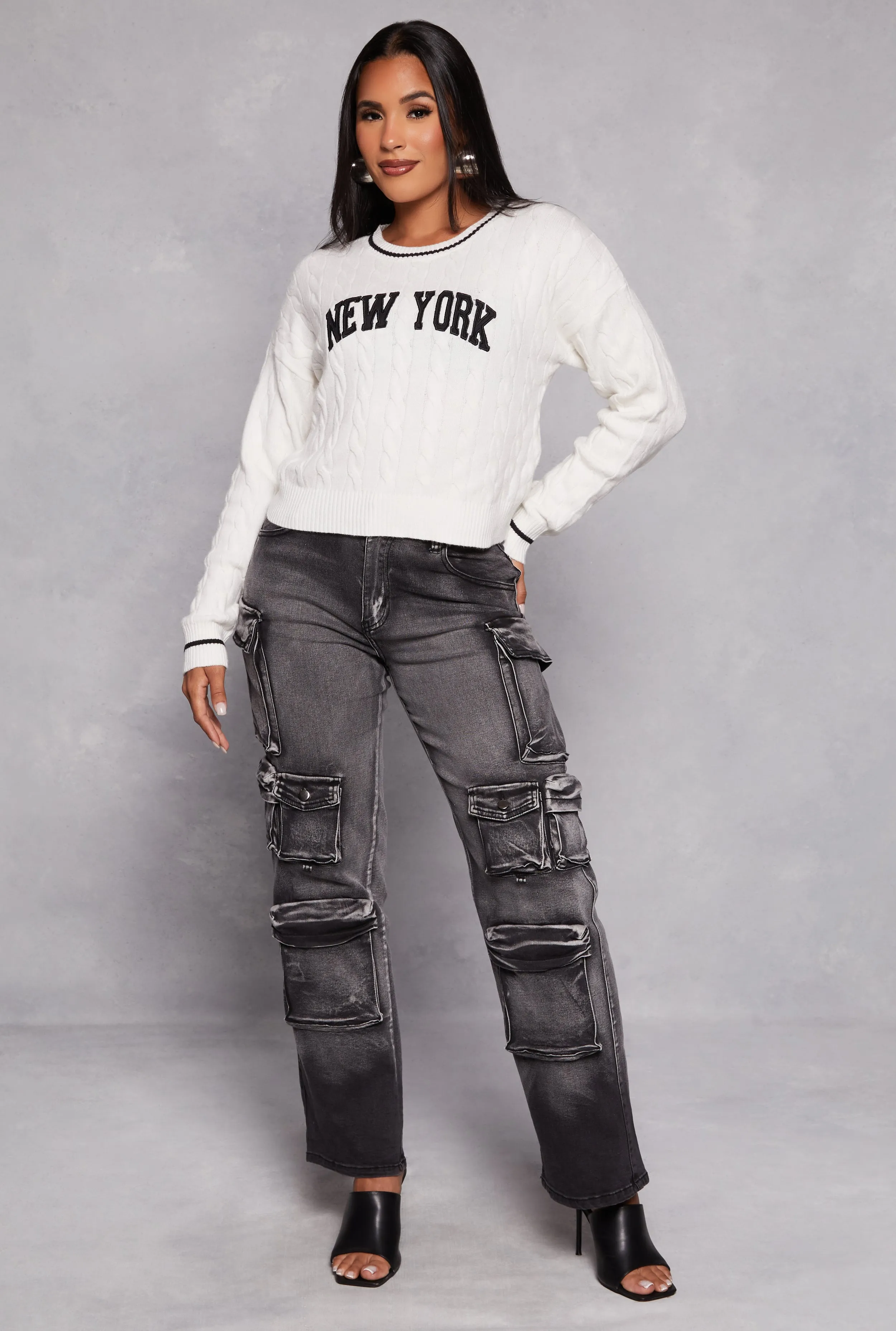 Almost Famous New York Cable Knit Graphic Sweater sold by Rainbow product image thumbnail 2