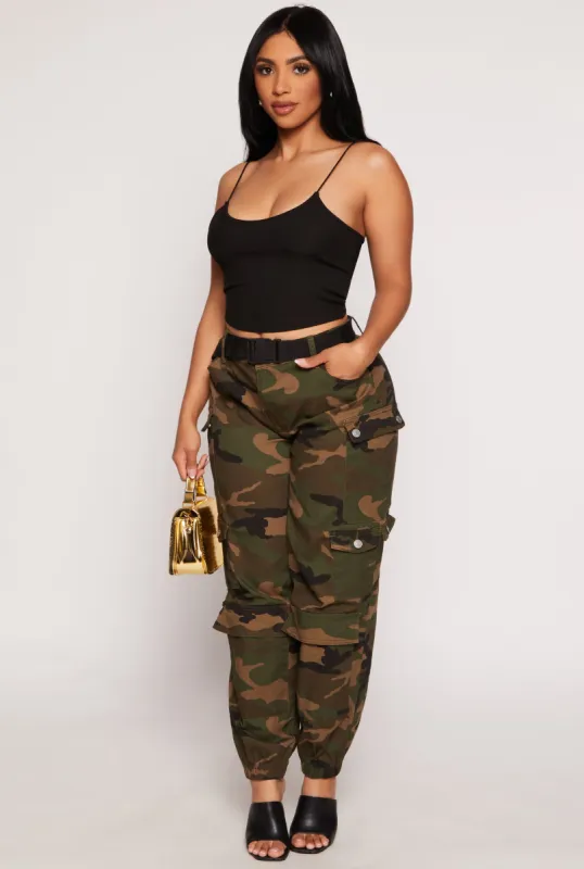 Almost Famous Belted Cargo Pocket Joggers sold by Rainbow