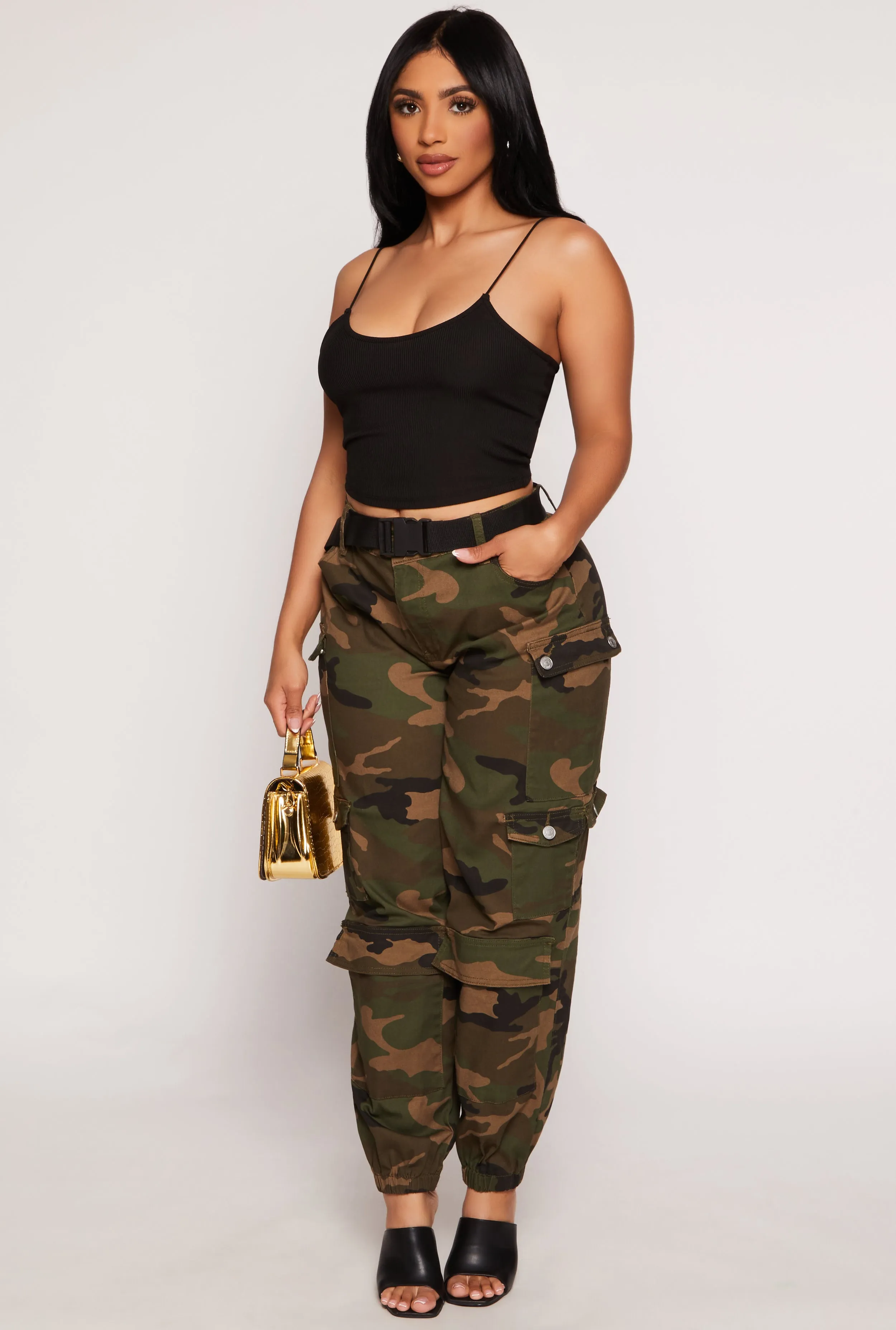 Almost Famous Belted Cargo Pocket Joggers sold by Rainbow