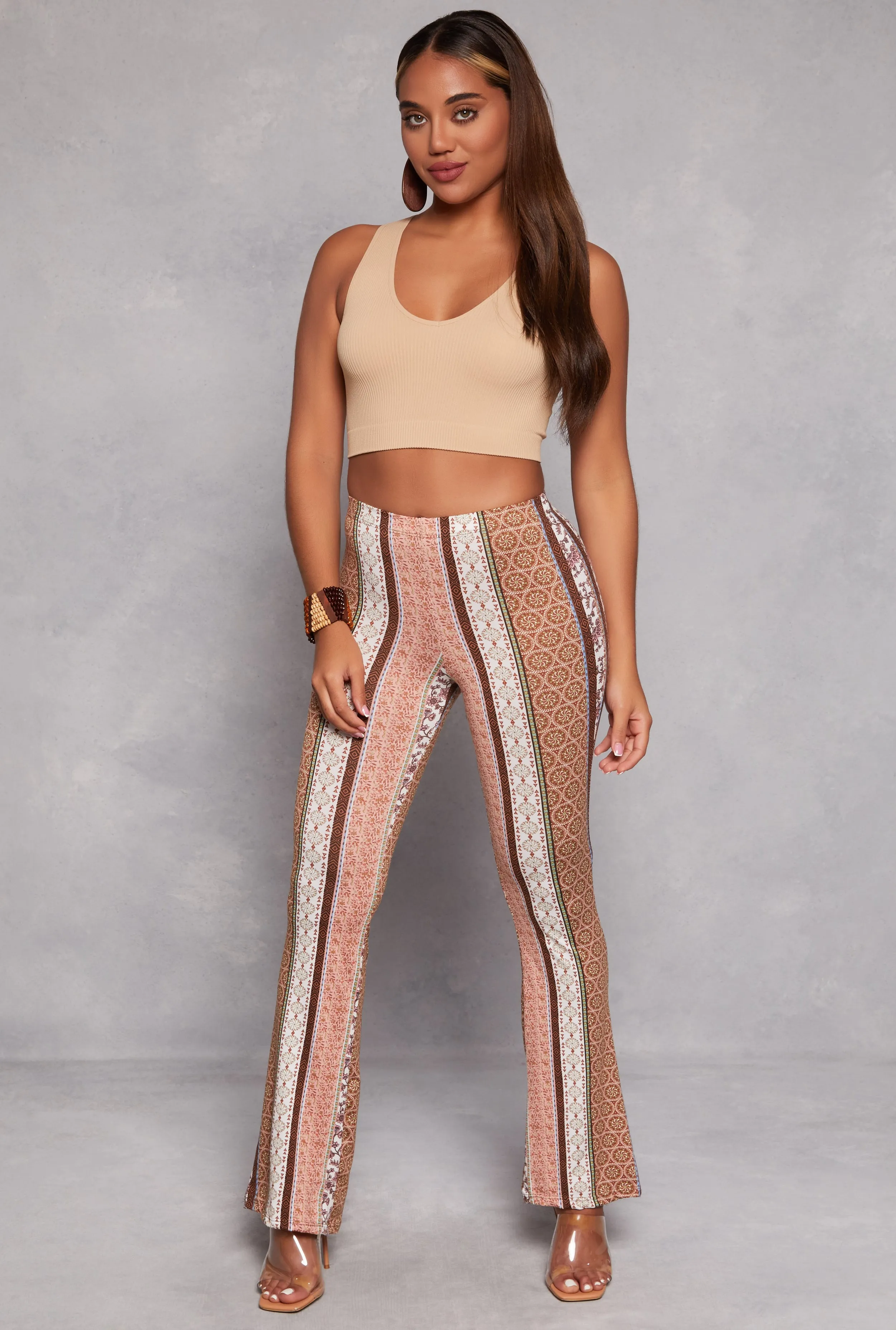 Boho Border Print Flared Pants sold by Rainbow