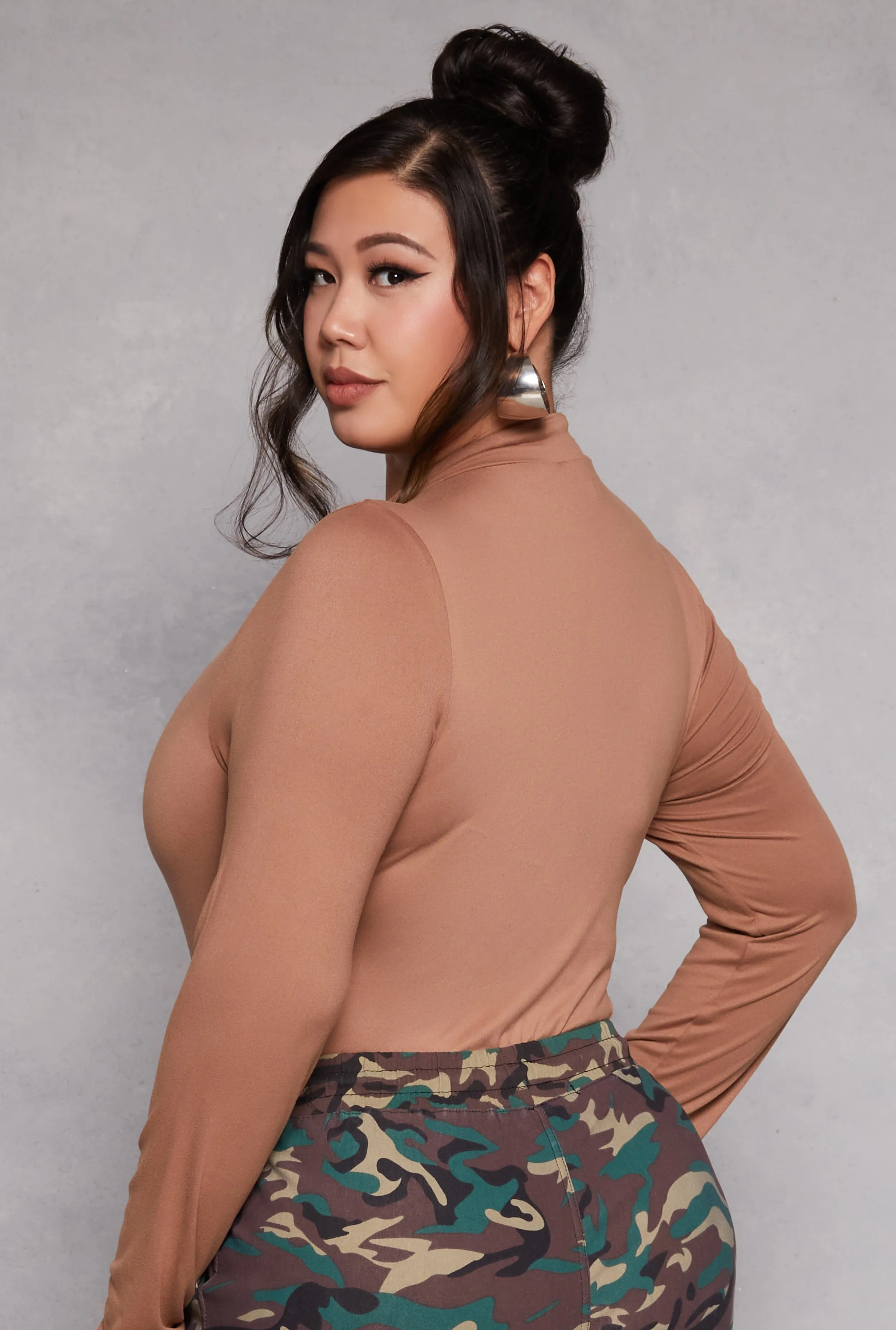 Plus Size Zip Front Mock Neck Bodysuit sold by Rainbow product image thumbnail 3