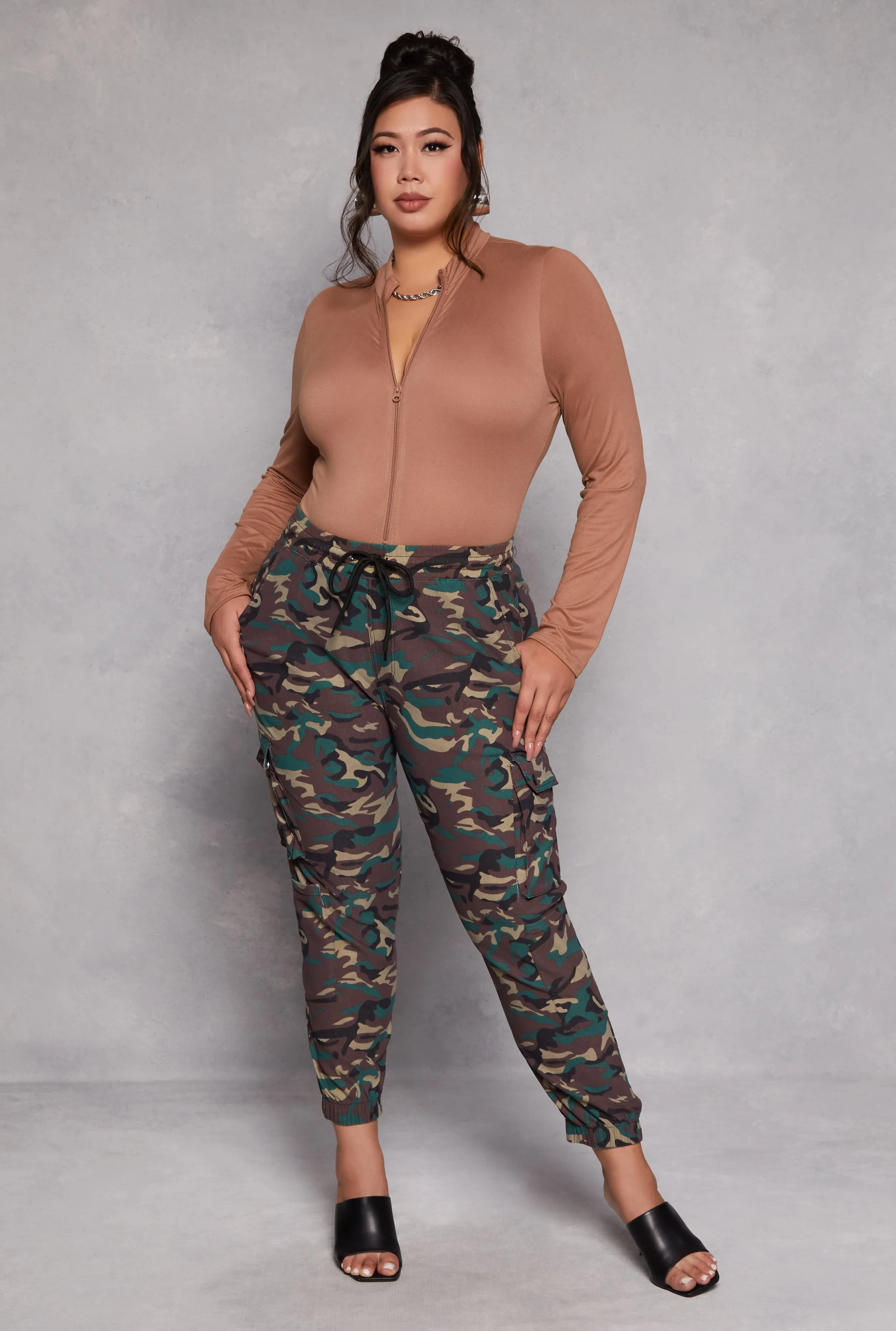 Plus Size Zip Front Mock Neck Bodysuit sold by Rainbow product image thumbnail 2