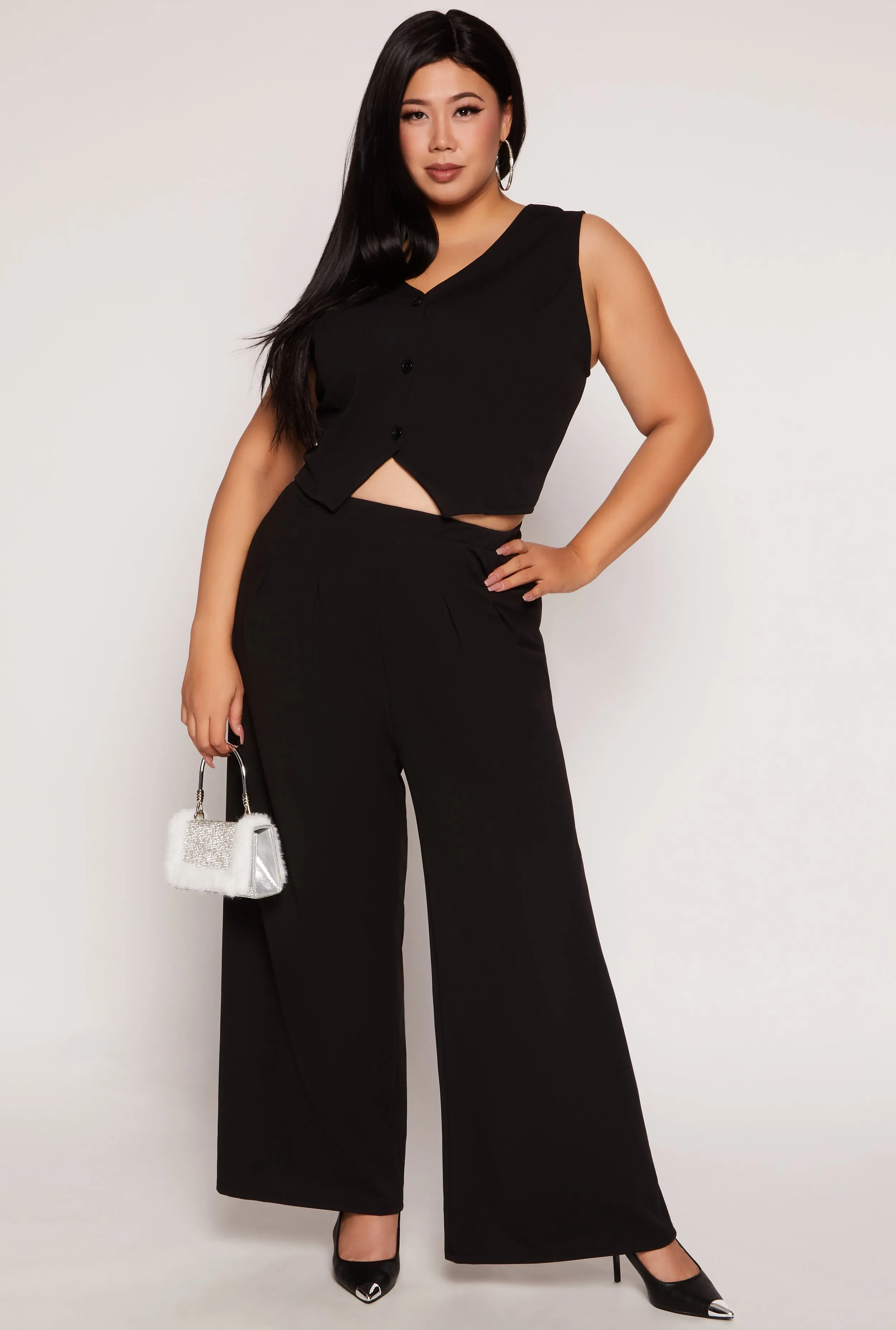 Plus Size High Waist Wide Leg Dress Pants sold by Rainbow