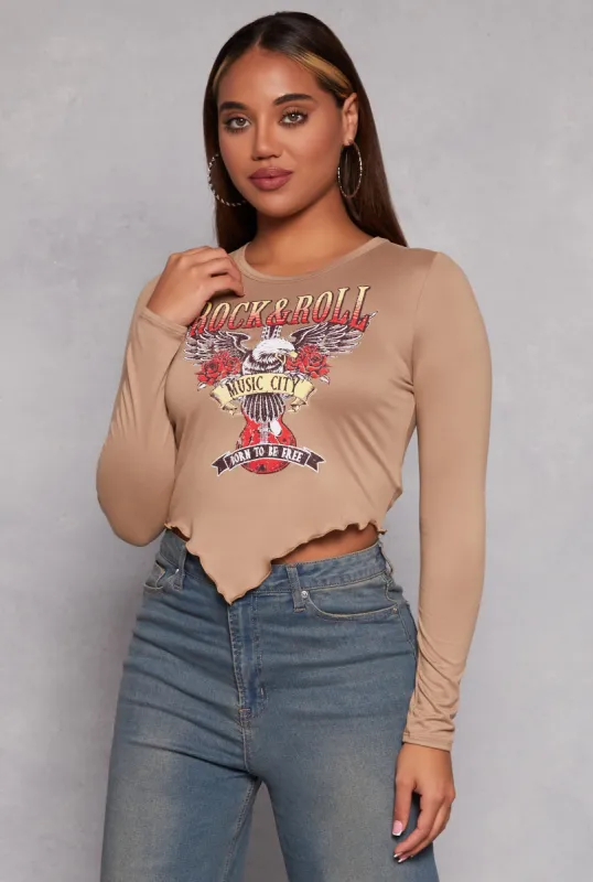 Rock and Roll Eagle Graphic Crop Top sold by Rainbow