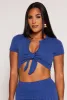 Ribbed Tie Front Crop Top sold by Rainbow