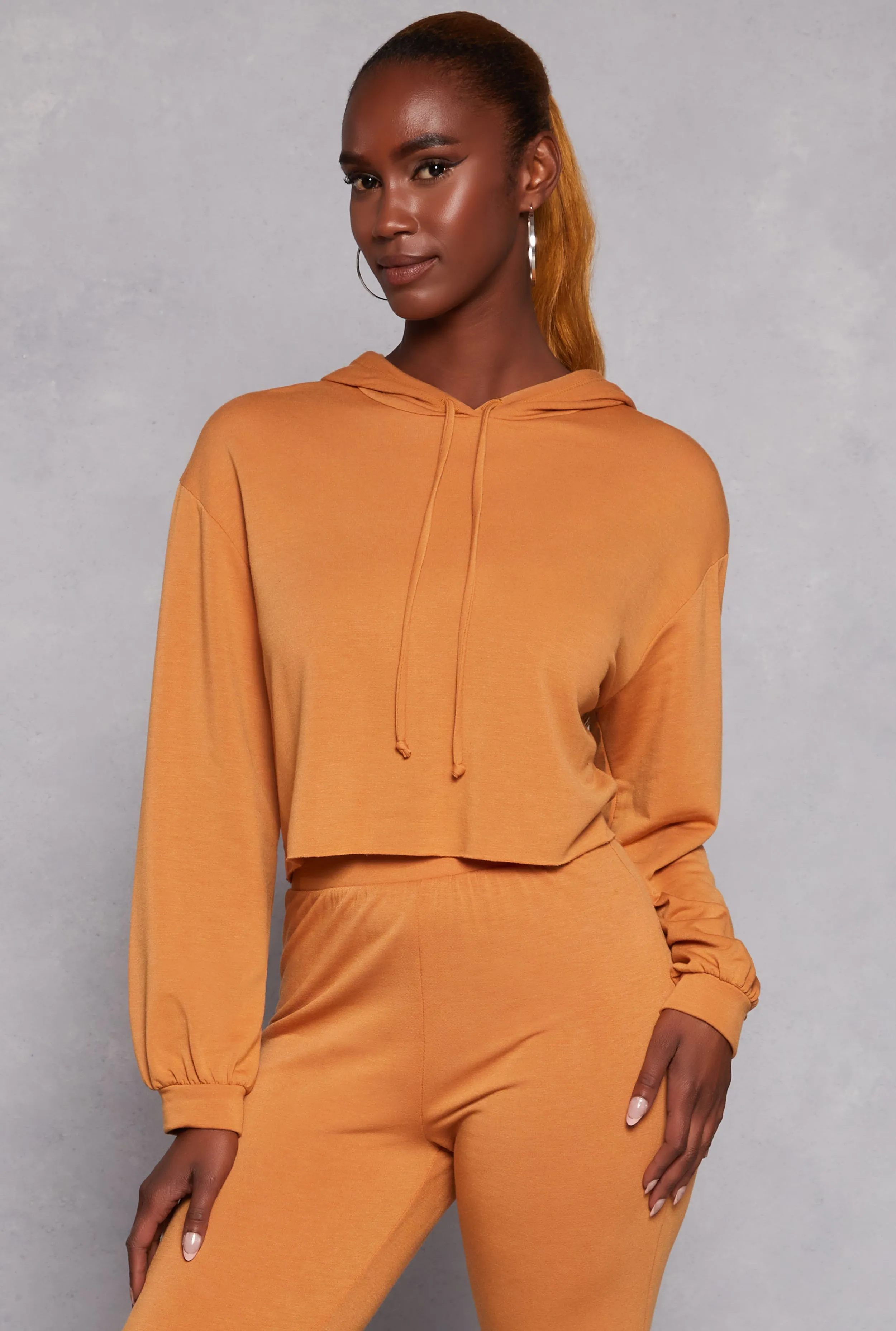 French Terry Cropped Pullover Hoodie sold by Rainbow