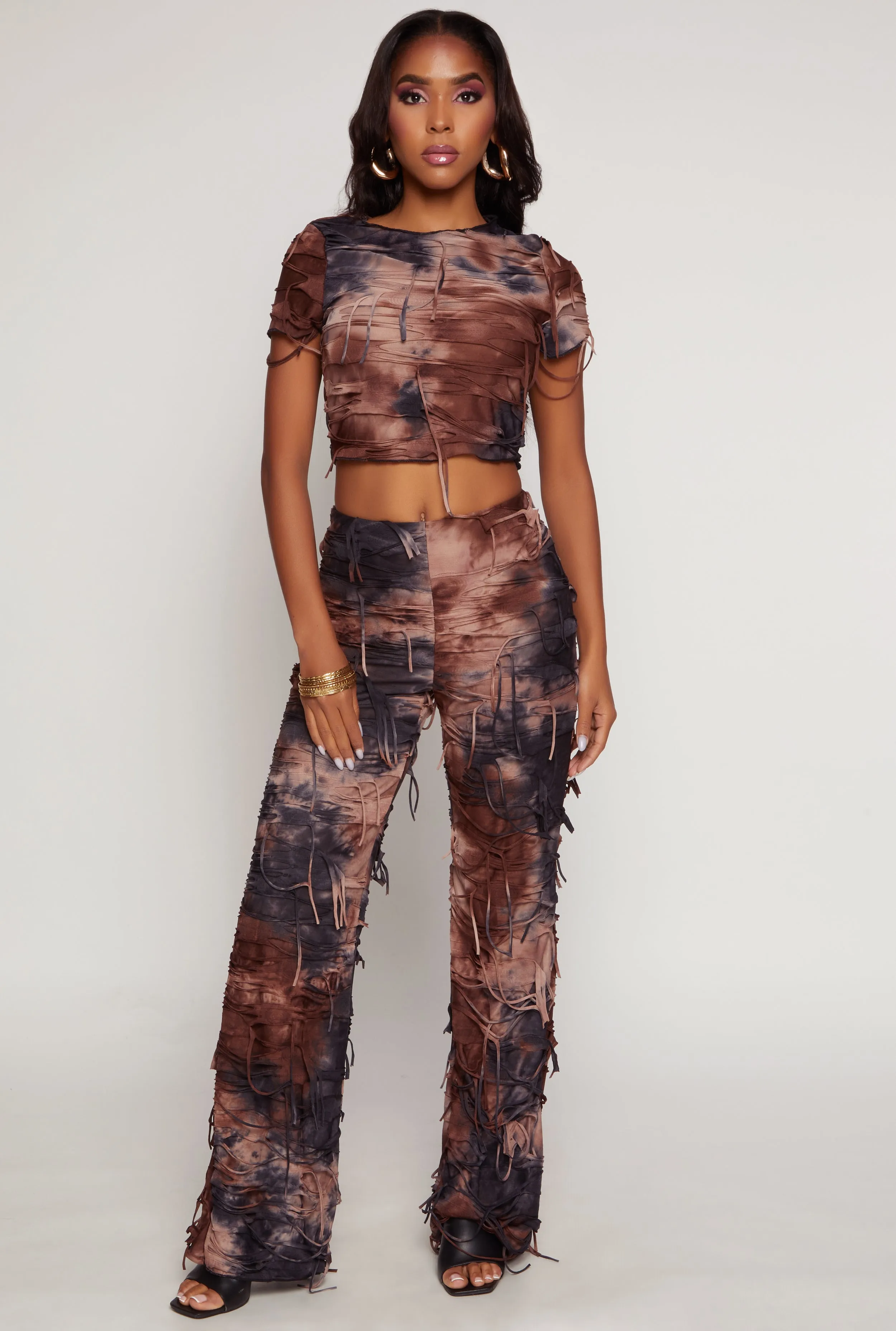 Tie Dye Distressed Crop Top sold by Rainbow product image thumbnail 2