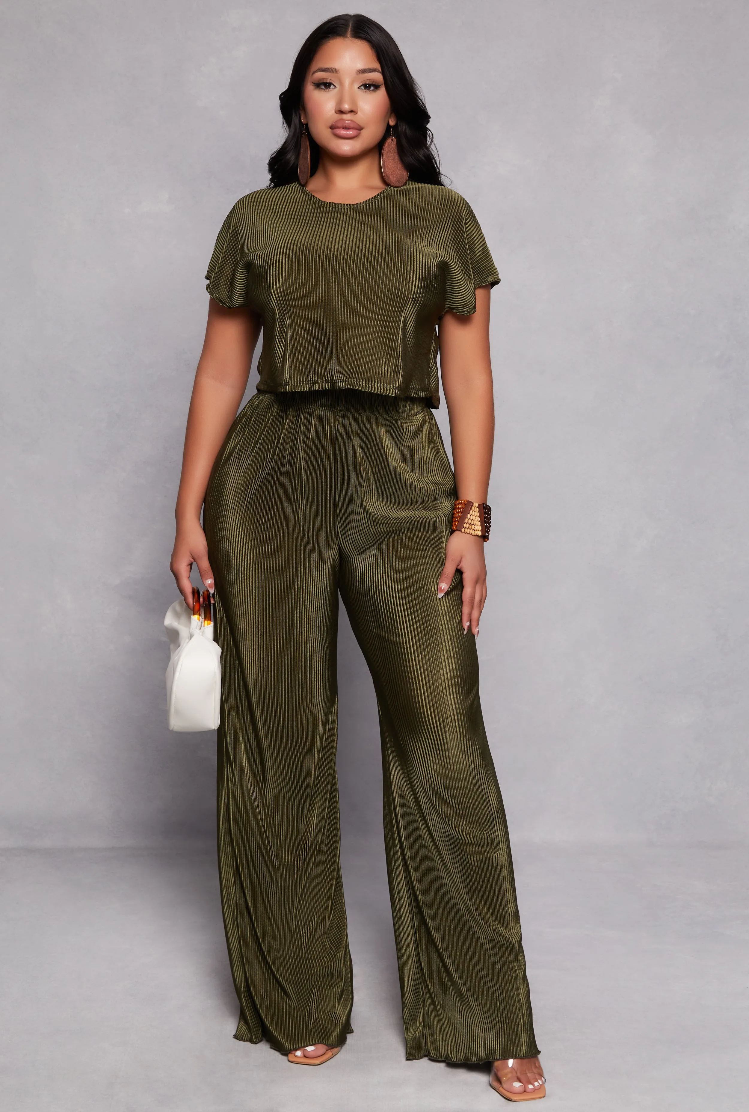 Plisse Wide Leg Pants sold by Rainbow