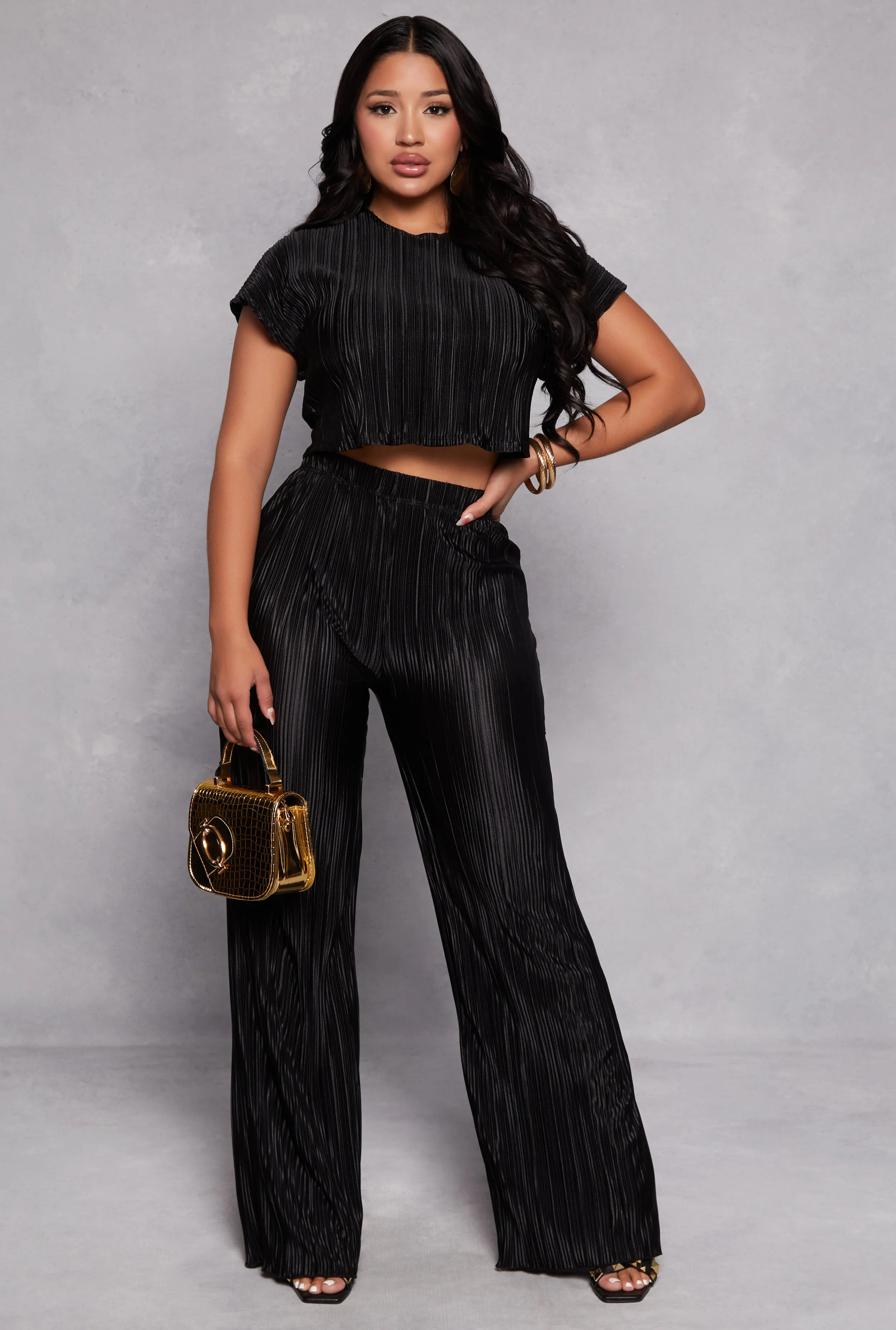 Plisse Crew Neck Crop Top sold by Rainbow product image thumbnail 2