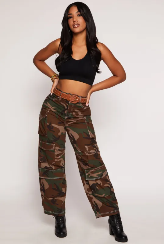 Decorative Stitch Camo Cargo Pants sold by Rainbow