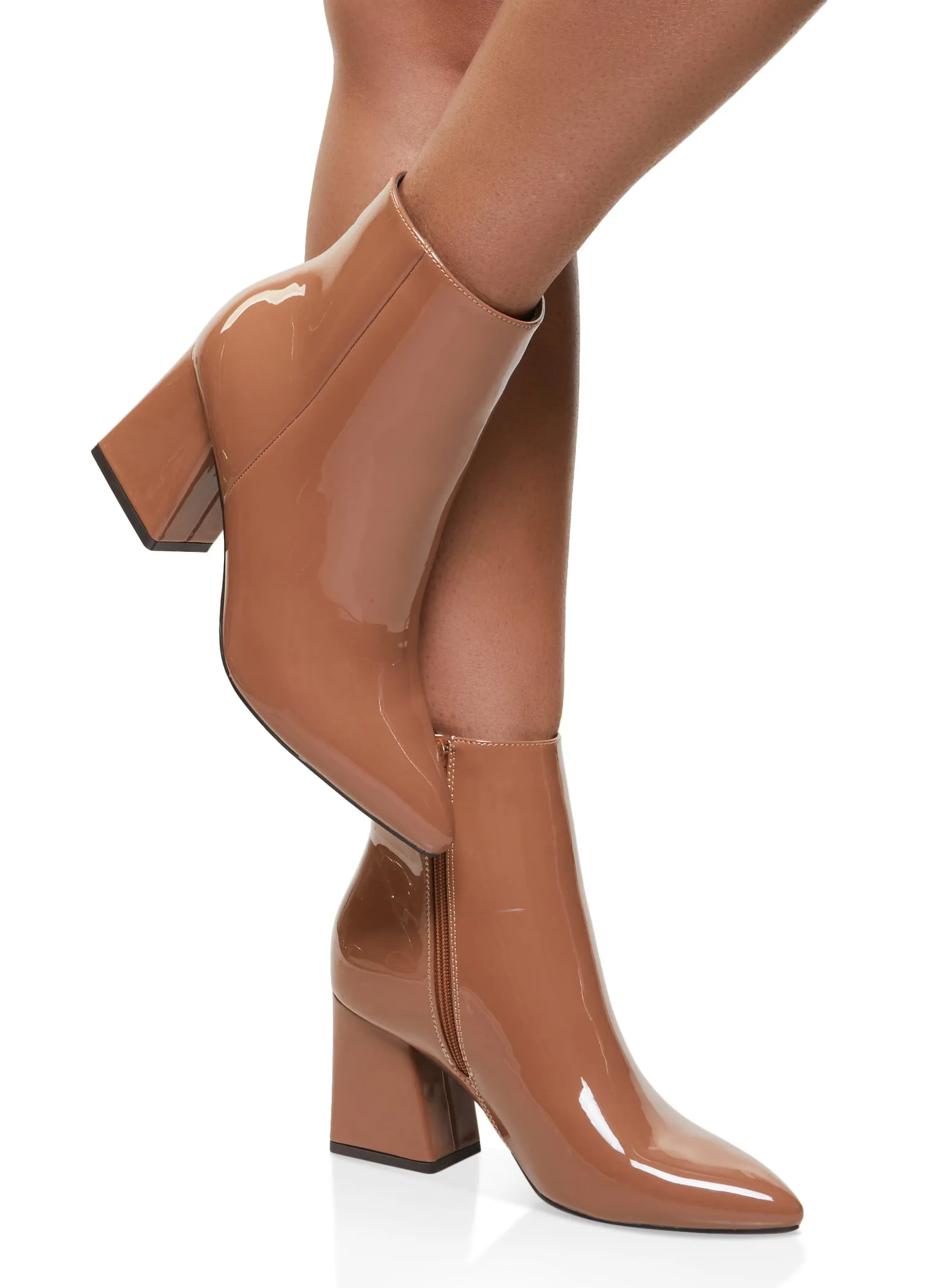 Pointed Toe Mid Block Heel Booties sold by Rainbow