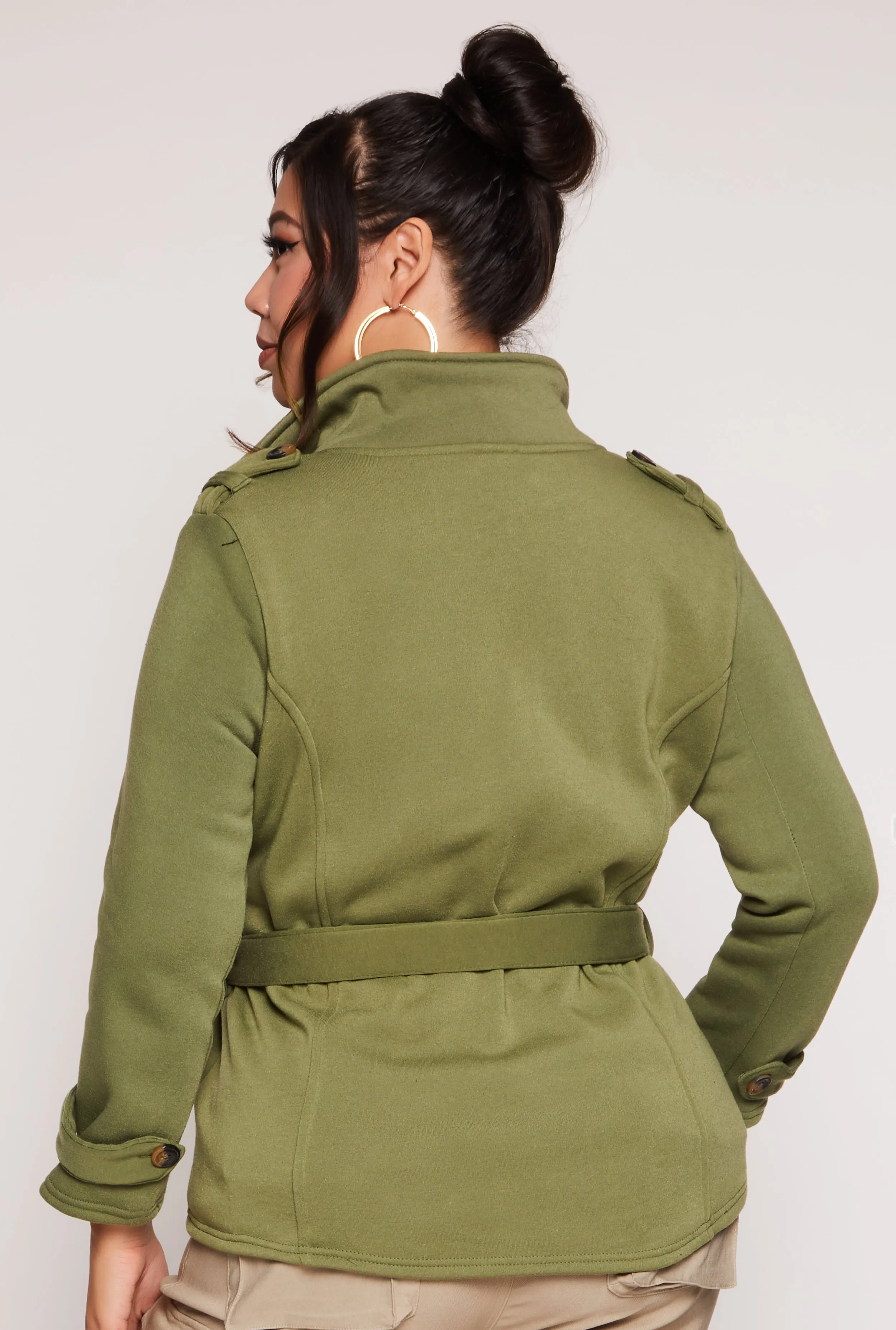 Plus Size Fleece Belted Military Jacket sold by Rainbow product image thumbnail 3