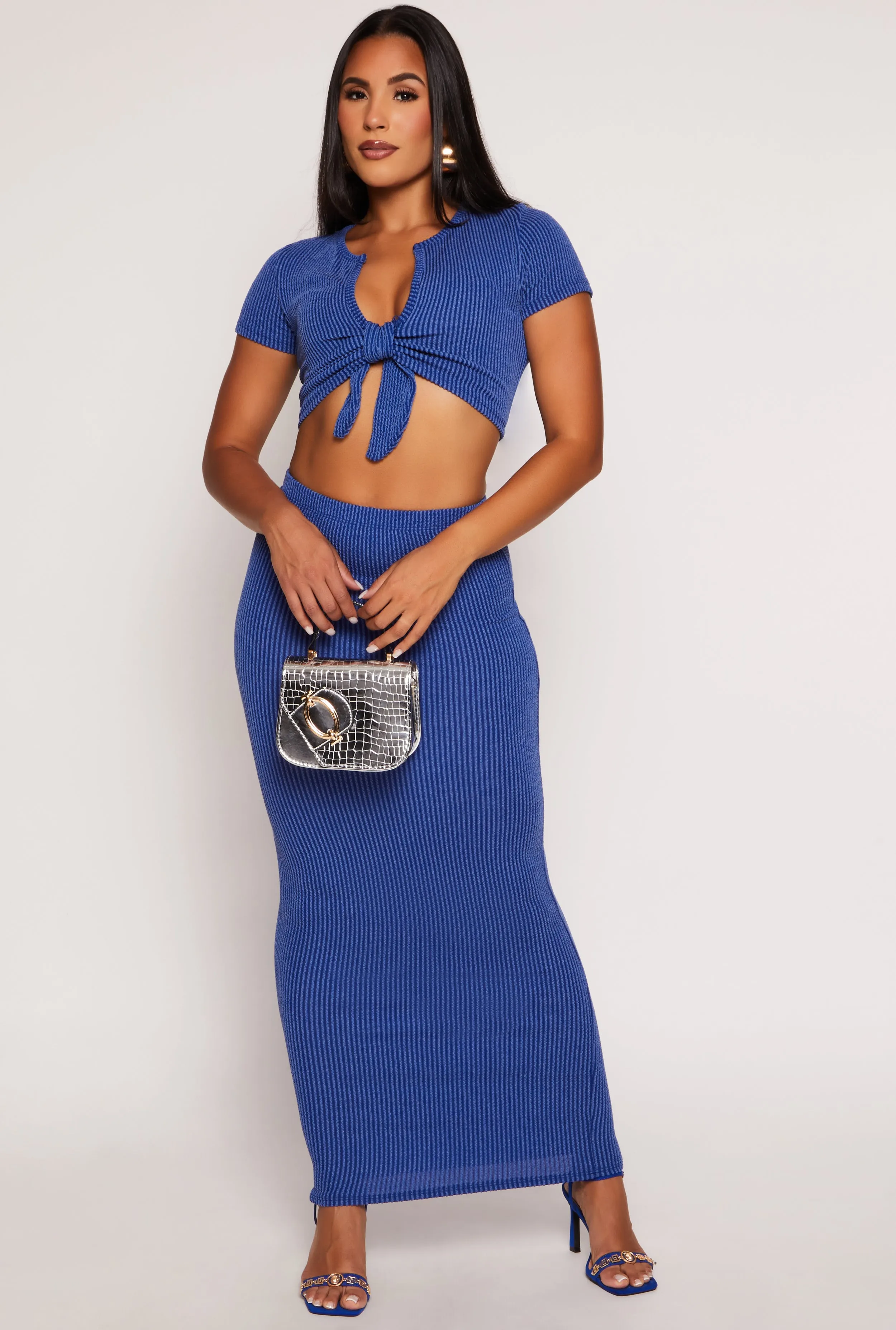 Ribbed High Waist Maxi Pencil Skirt sold by Rainbow