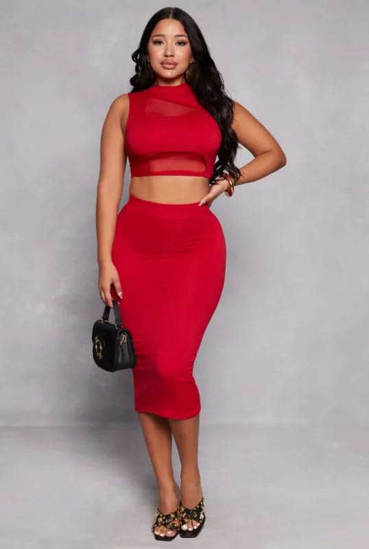 High Waisted Midi Skirt sold by Rainbow