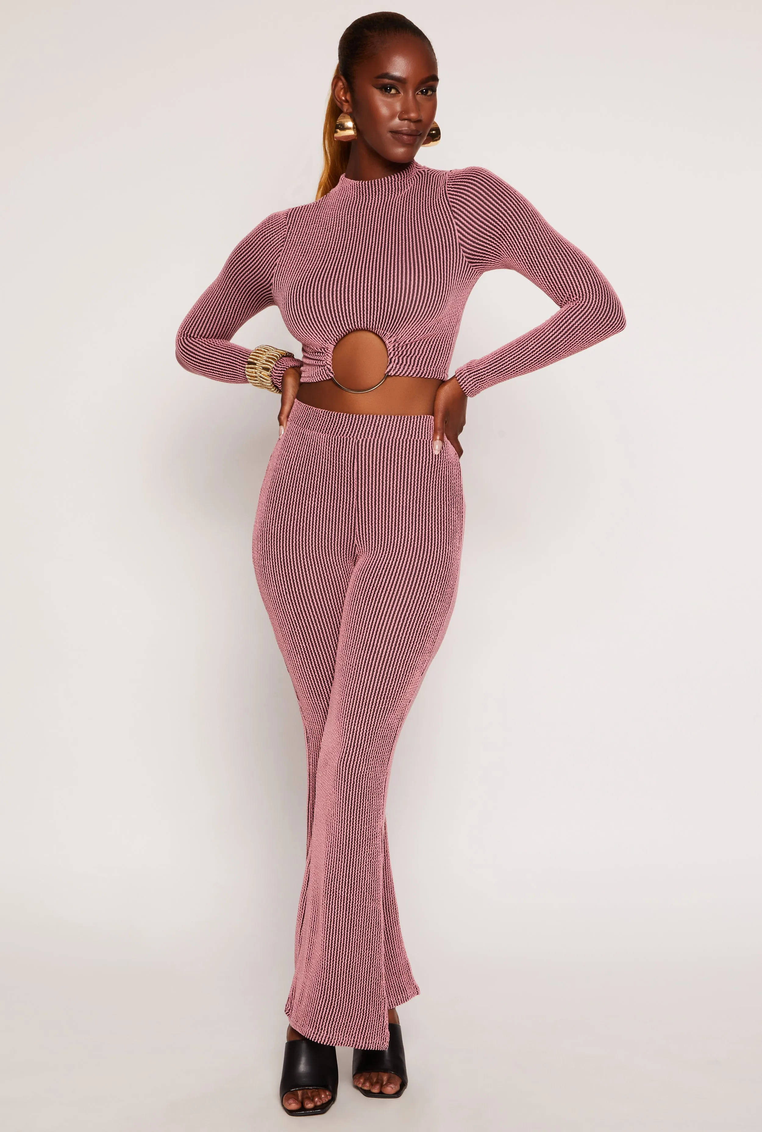 O Ring Ribbed Knit Crop Top sold by Rainbow product image thumbnail 2