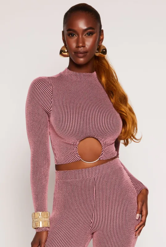 O Ring Ribbed Knit Crop Top sold by Rainbow