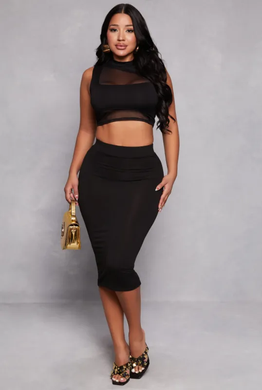High Waisted Midi Skirt sold by Rainbow