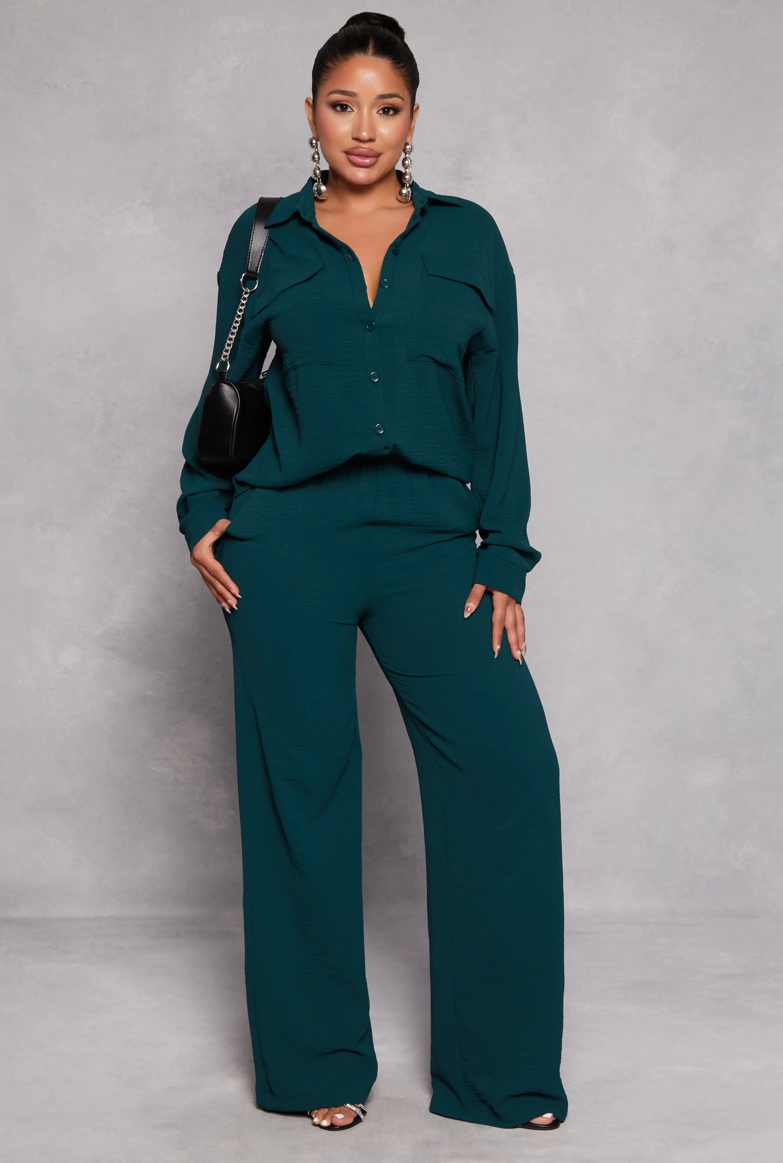 Crepe Knit High Waist Wide Leg Pants sold by Rainbow