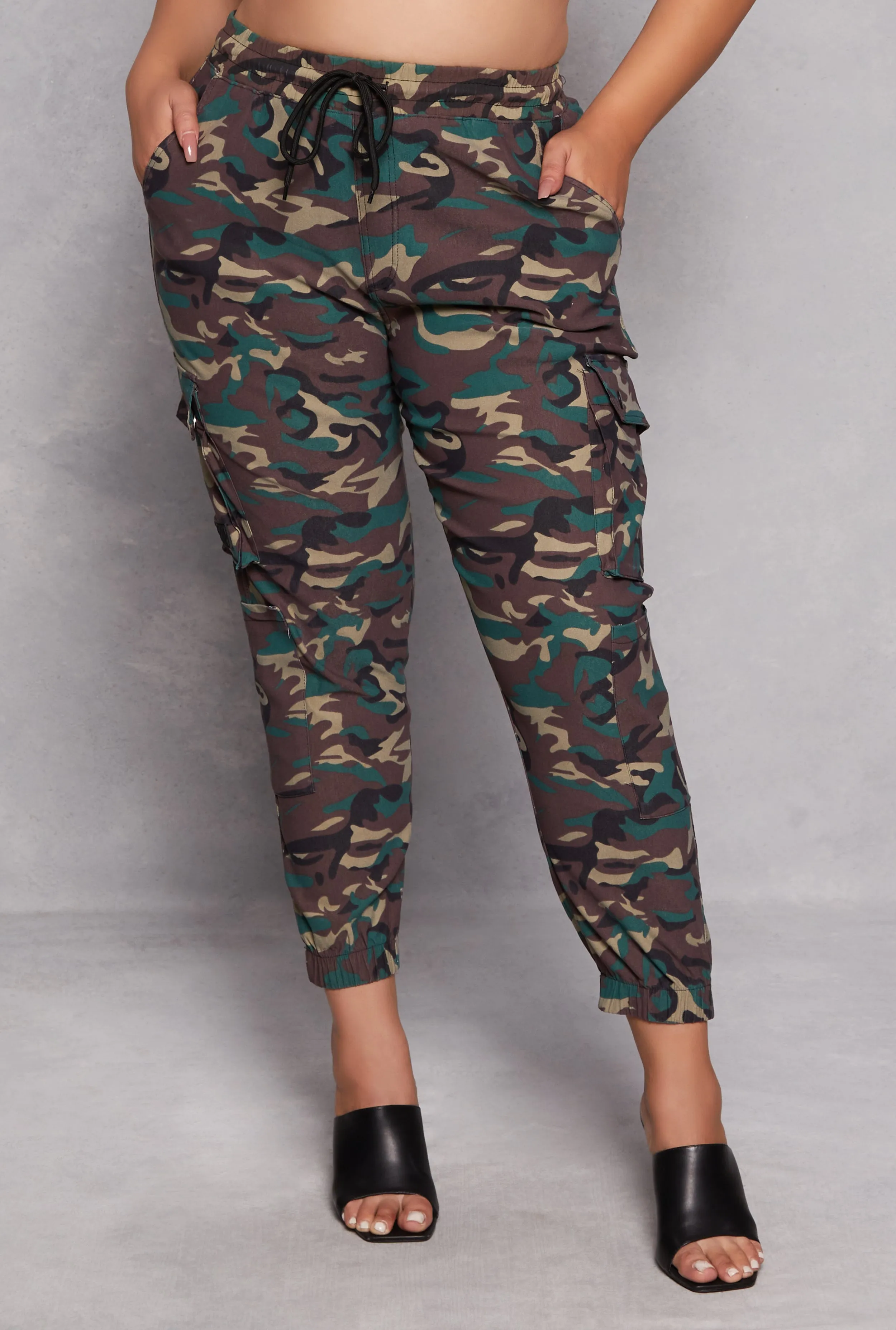 Plus Size Camo Cargo Pocket Joggers sold by Rainbow product image thumbnail 2