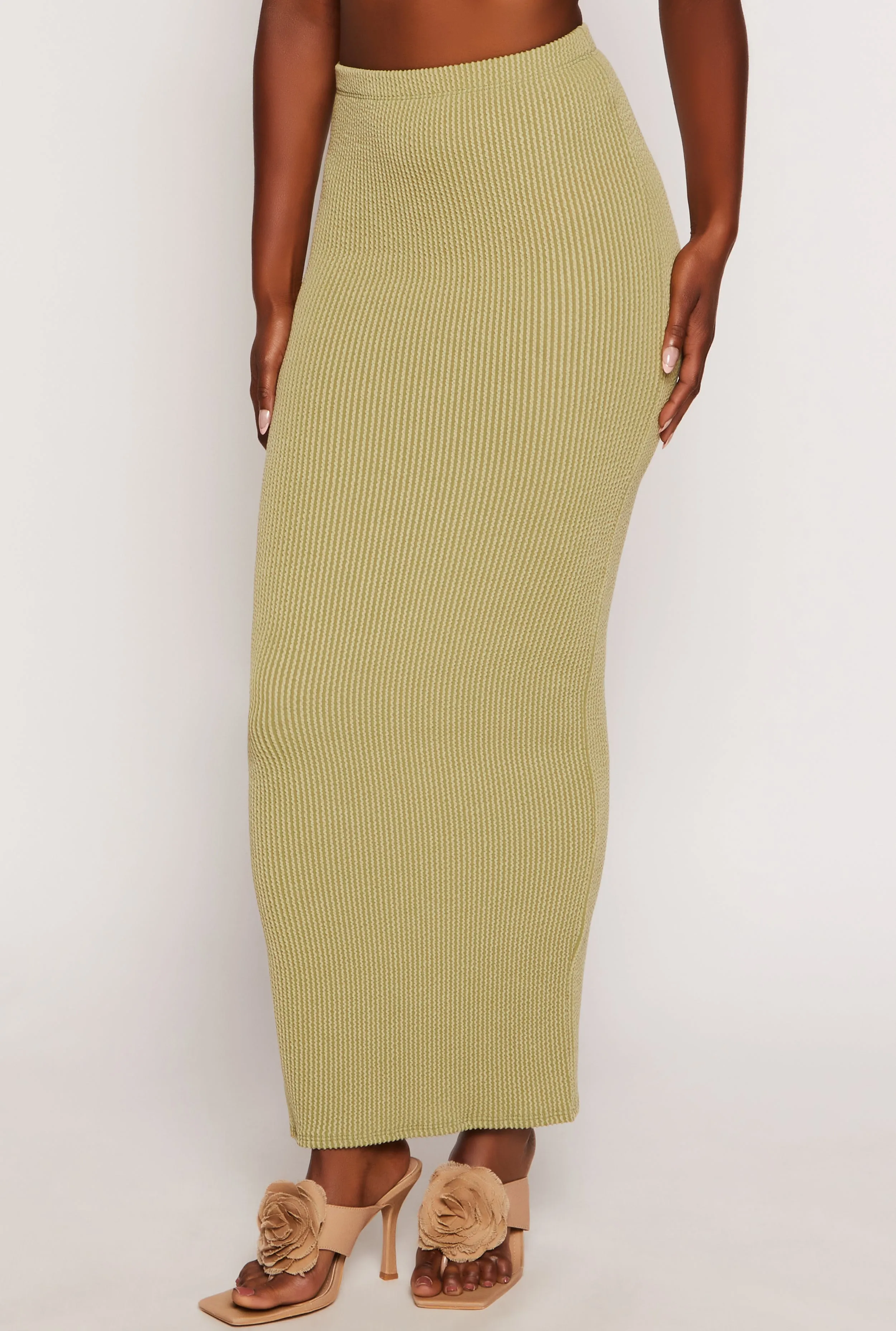 Ribbed High Waist Maxi Pencil Skirt sold by Rainbow product image thumbnail 2