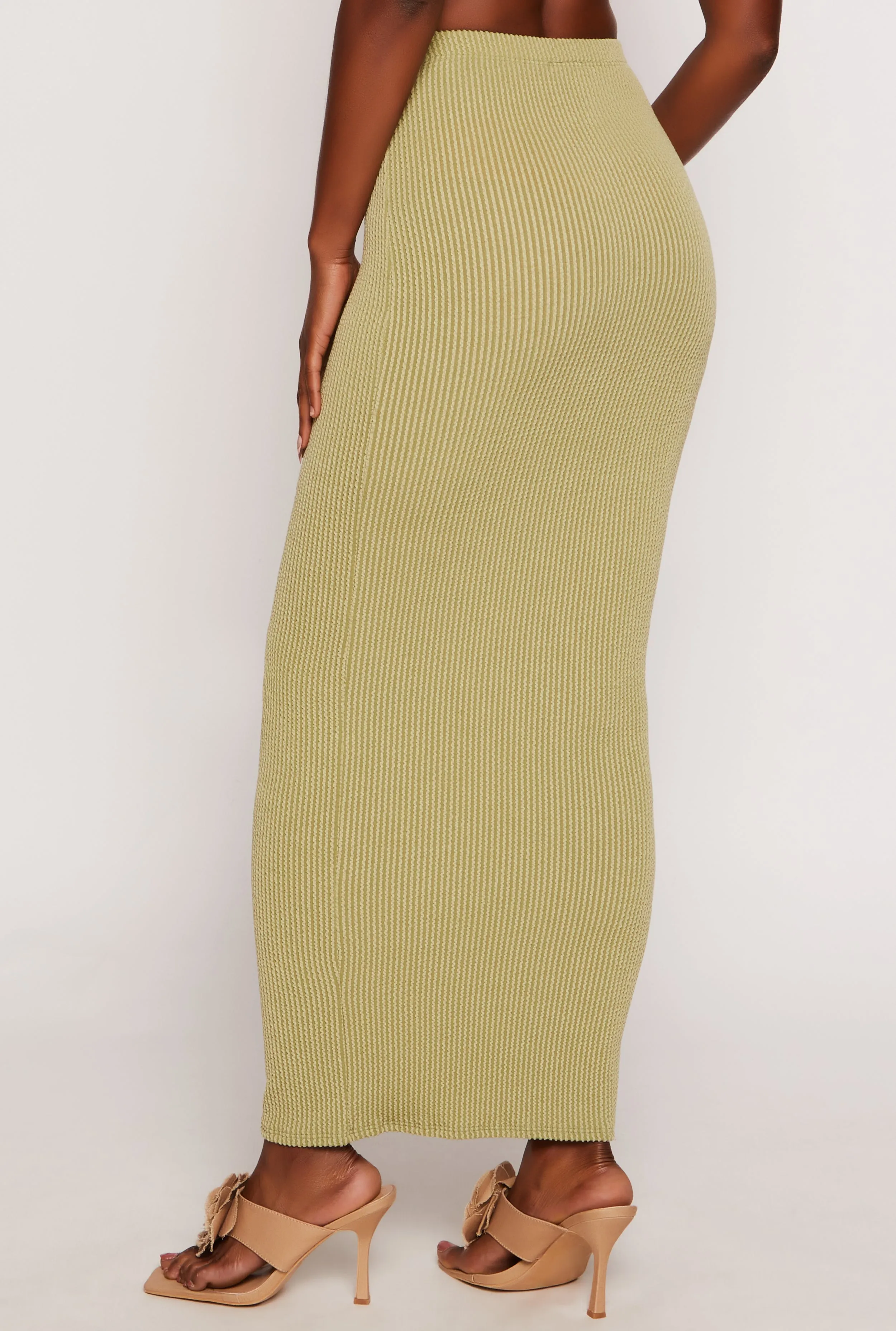 Ribbed High Waist Maxi Pencil Skirt sold by Rainbow product image thumbnail 3