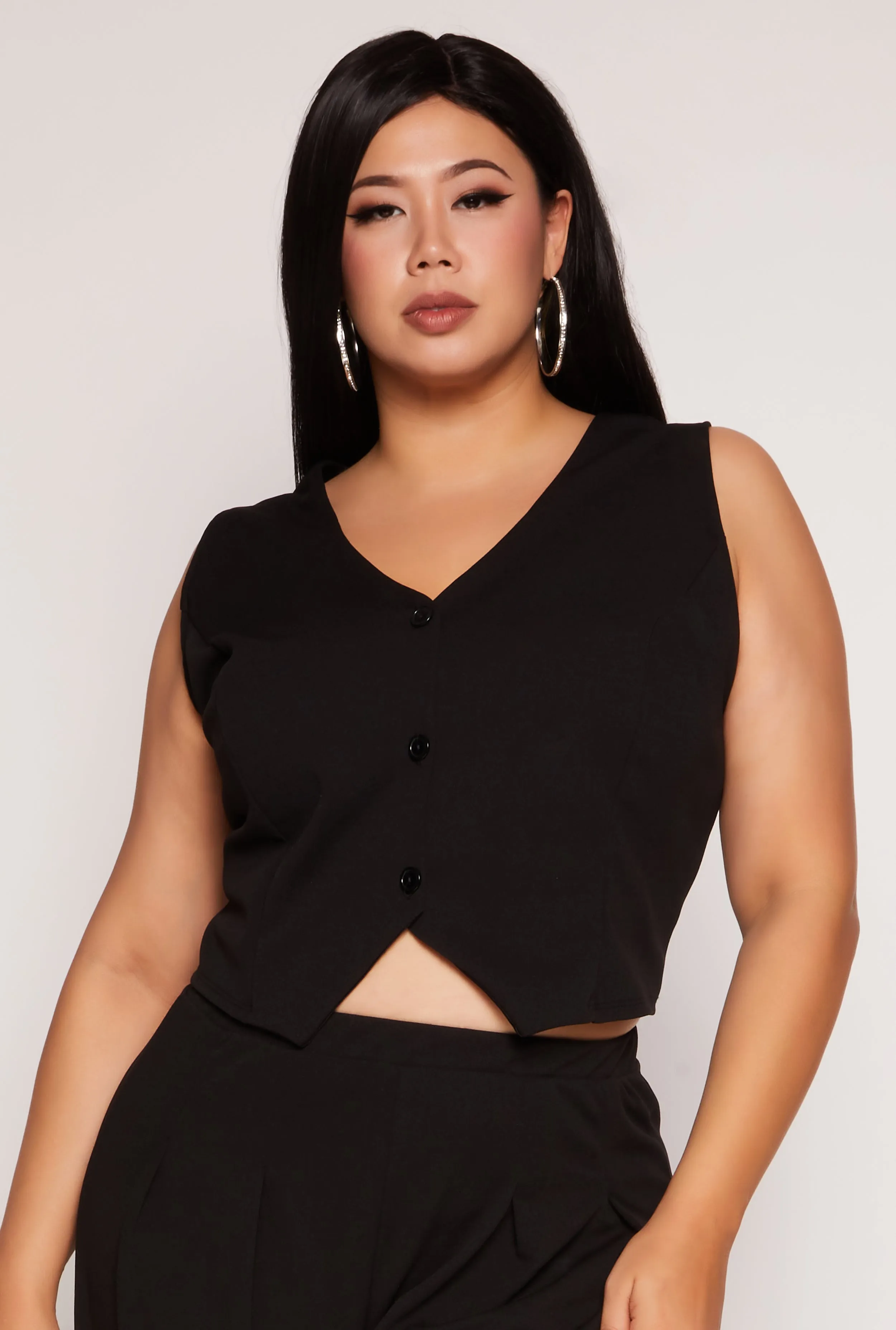 Plus Size Three Button Vest sold by Rainbow