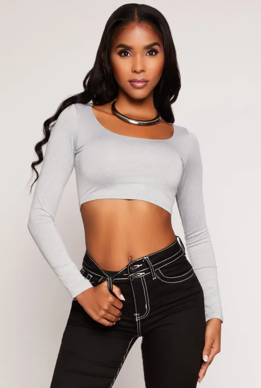 Daisy Scoop Neck Long Sleeve Crop Top sold by Rainbow