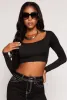 Daisy Scoop Neck Long Sleeve Crop Top sold by Rainbow