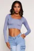 Daisy Scoop Neck Long Sleeve Crop Top sold by Rainbow