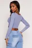 Daisy Scoop Neck Long Sleeve Crop Top sold by Rainbow