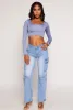 Daisy Scoop Neck Long Sleeve Crop Top sold by Rainbow