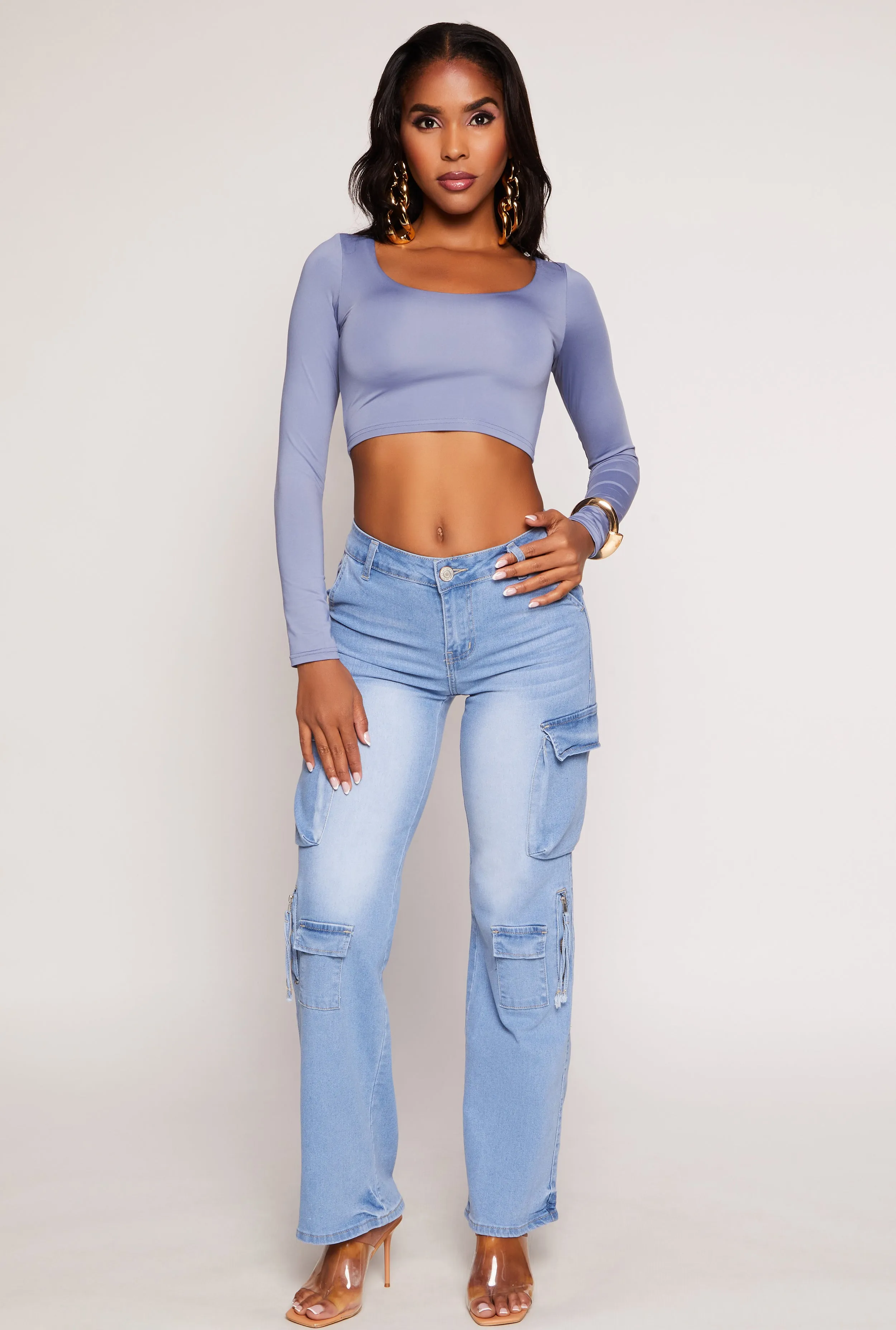 Daisy Scoop Neck Long Sleeve Crop Top sold by Rainbow product image thumbnail 2